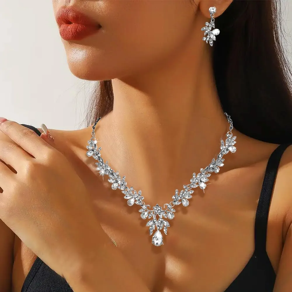 XFSRG Parure Gioielli Donna con Collana e Orecchini in Zircone, Argento - immagine 6
