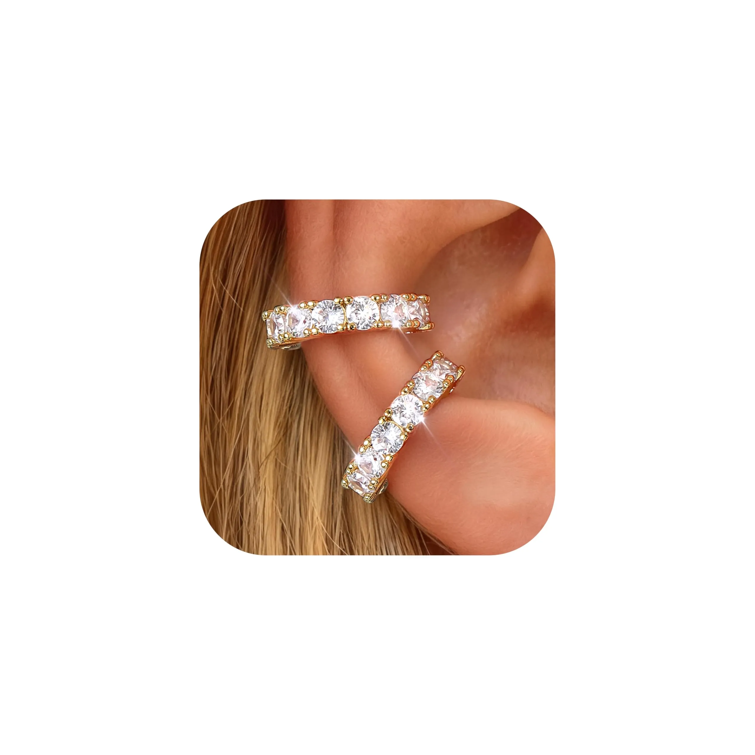 Morfetto Ear Cuff Orecchini Senza Buco Donna Regolabili Ipoallergenici per Cartilagine Helix Dorata Larga - immagine 1
