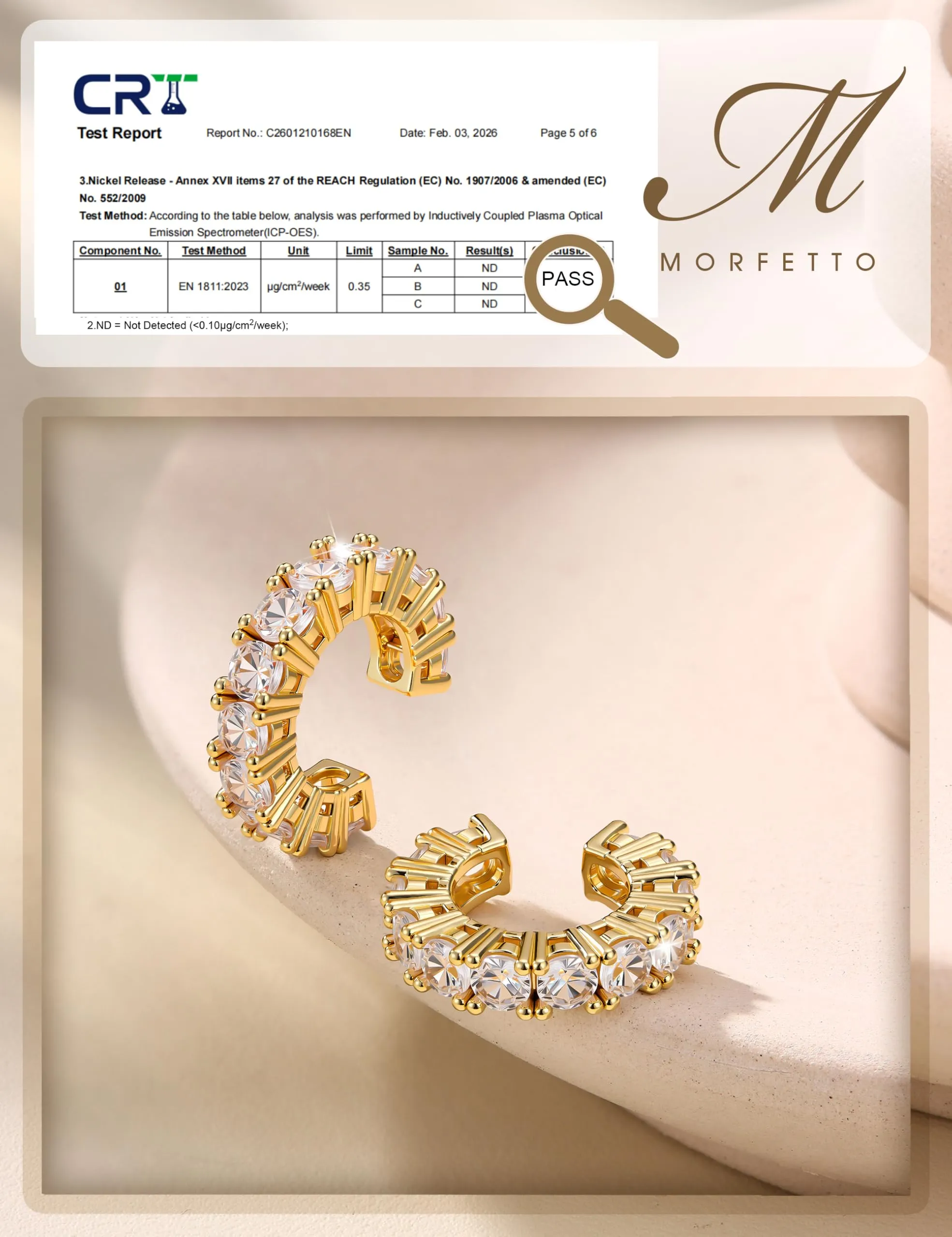 Morfetto Ear Cuff Orecchini Senza Buco Donna Regolabili Ipoallergenici per Cartilagine Helix Dorata Larga - immagine 3