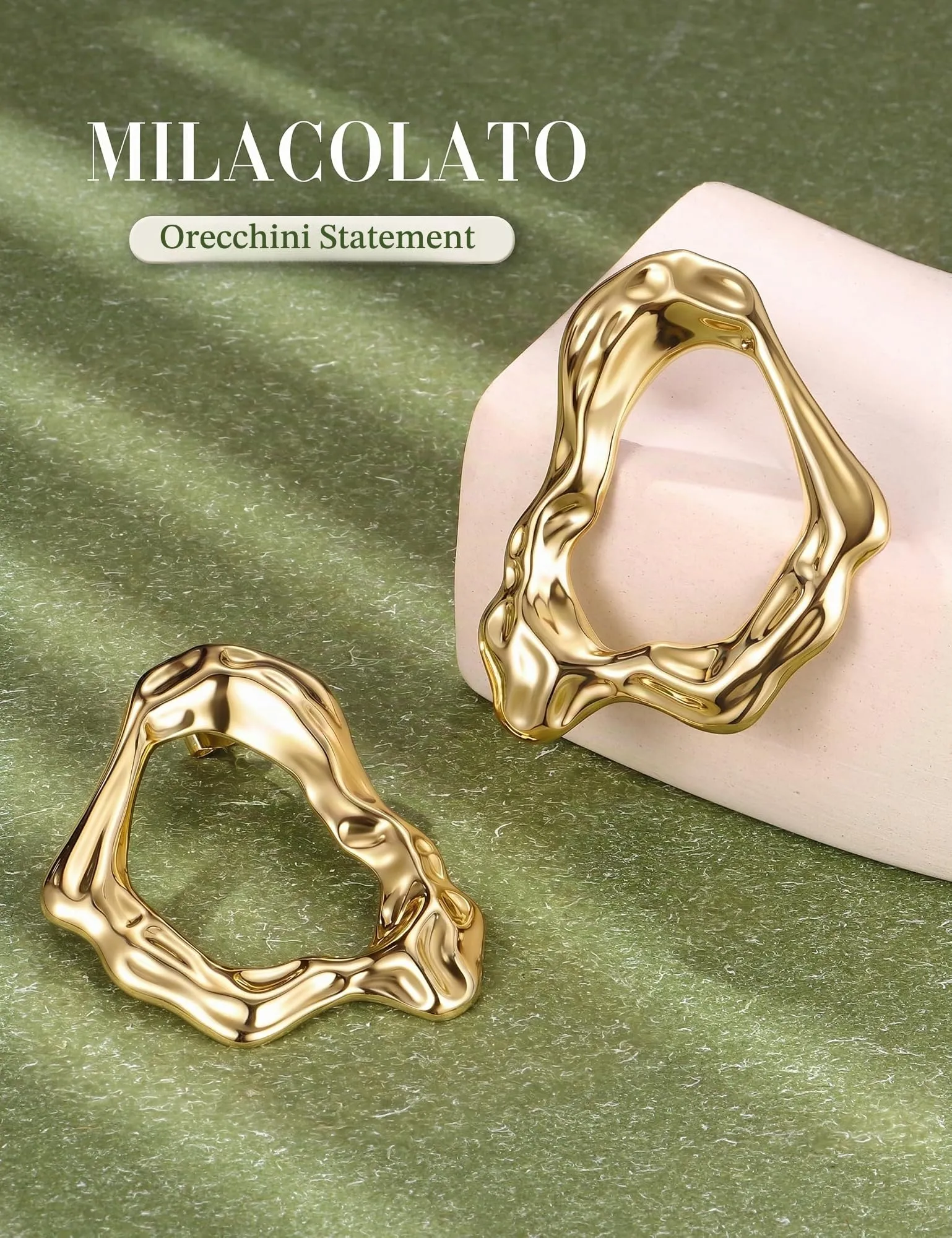 Milacolato Orecchini Donna Oro Statement Anallergici - immagine 8