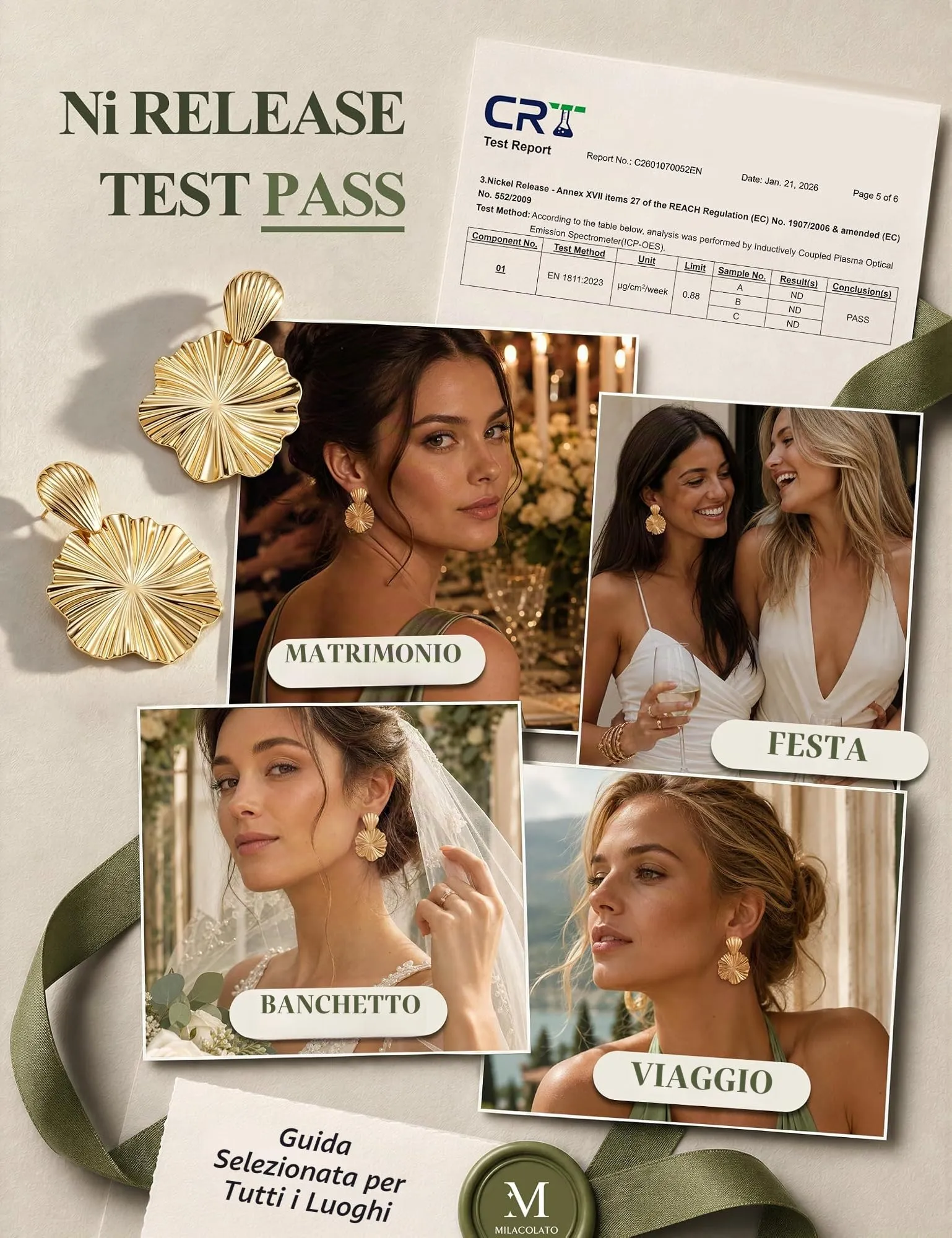 Milacolato Orecchini Statement Donna in Oro Anallergici - immagine 4