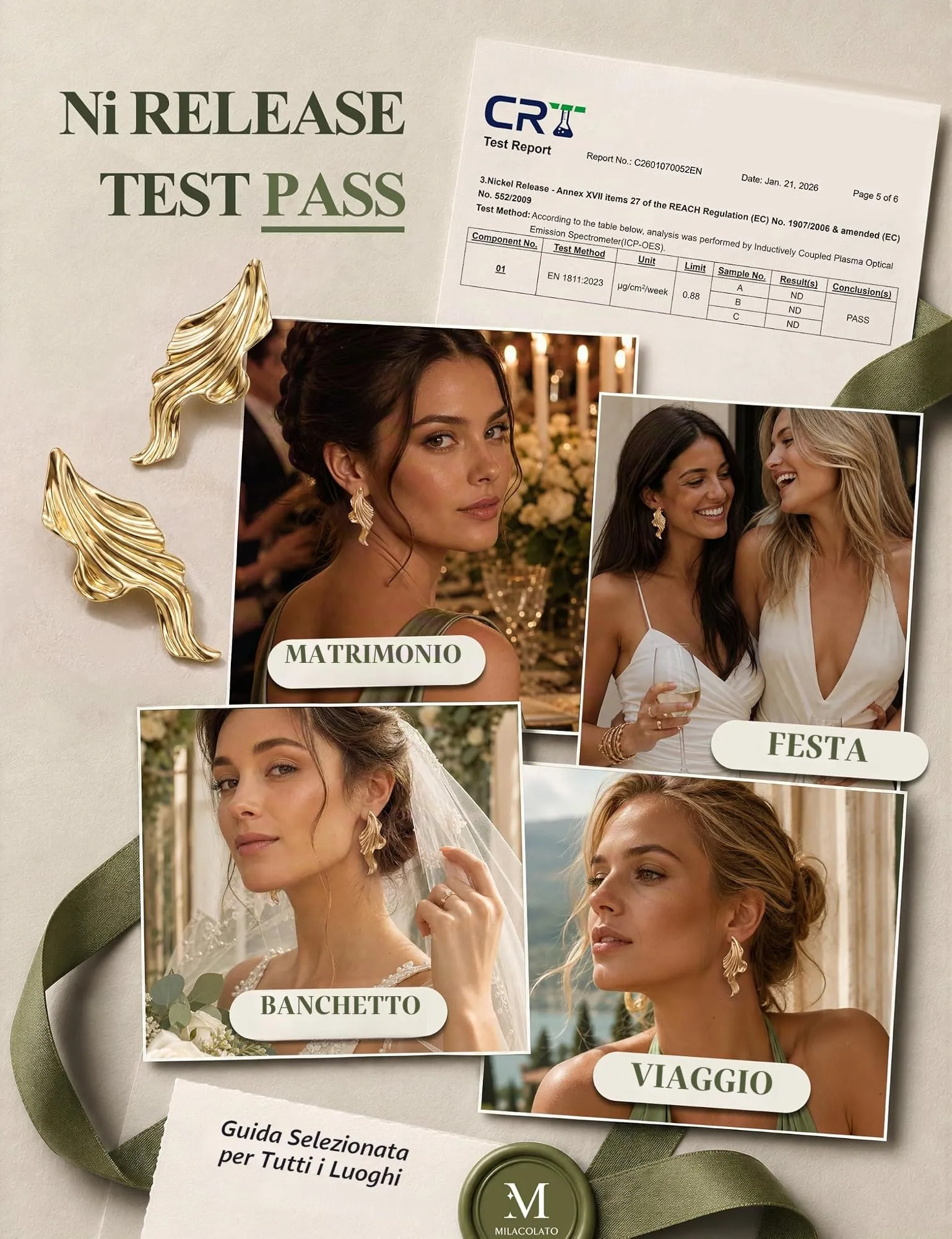 Milacolato Orecchini Donna Statement in Oro Anallergici - immagine 4