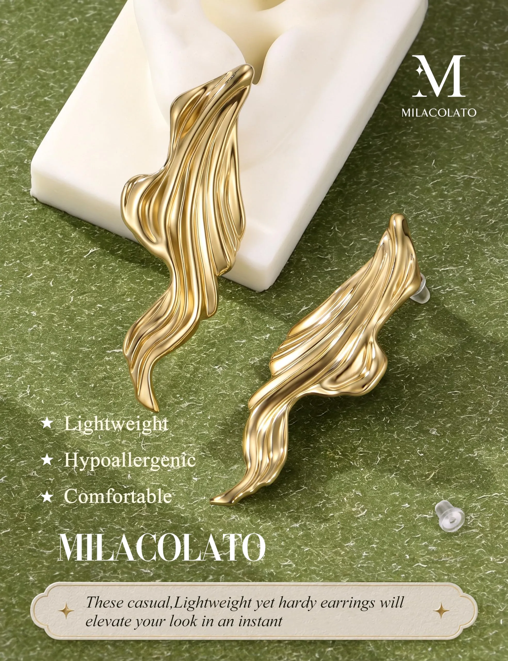 Milacolato Orecchini Donna Statement in Oro Anallergici - immagine 5