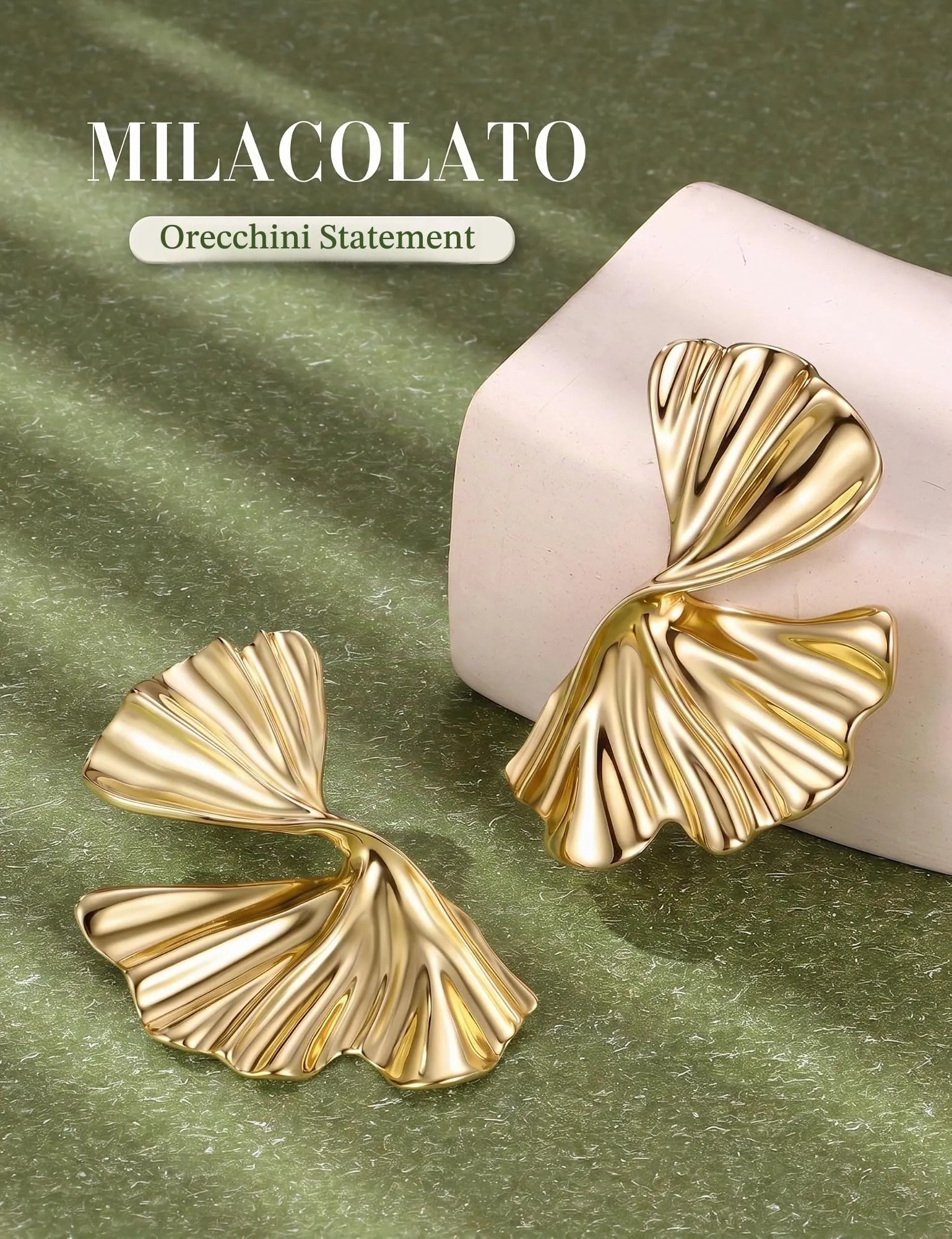 Milacolato Orecchini Statement Donna Oro Anallergici - immagine 8