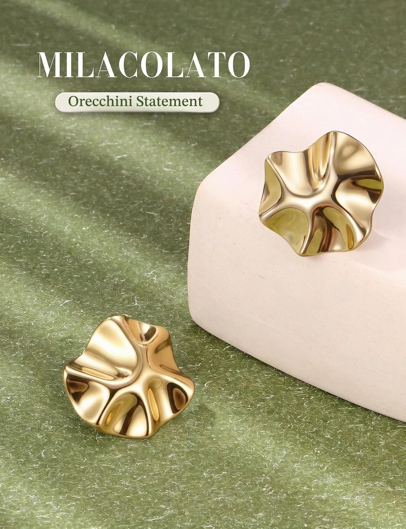 Milacolato Orecchini Statement Donna Oro Anallergici - immagine 8