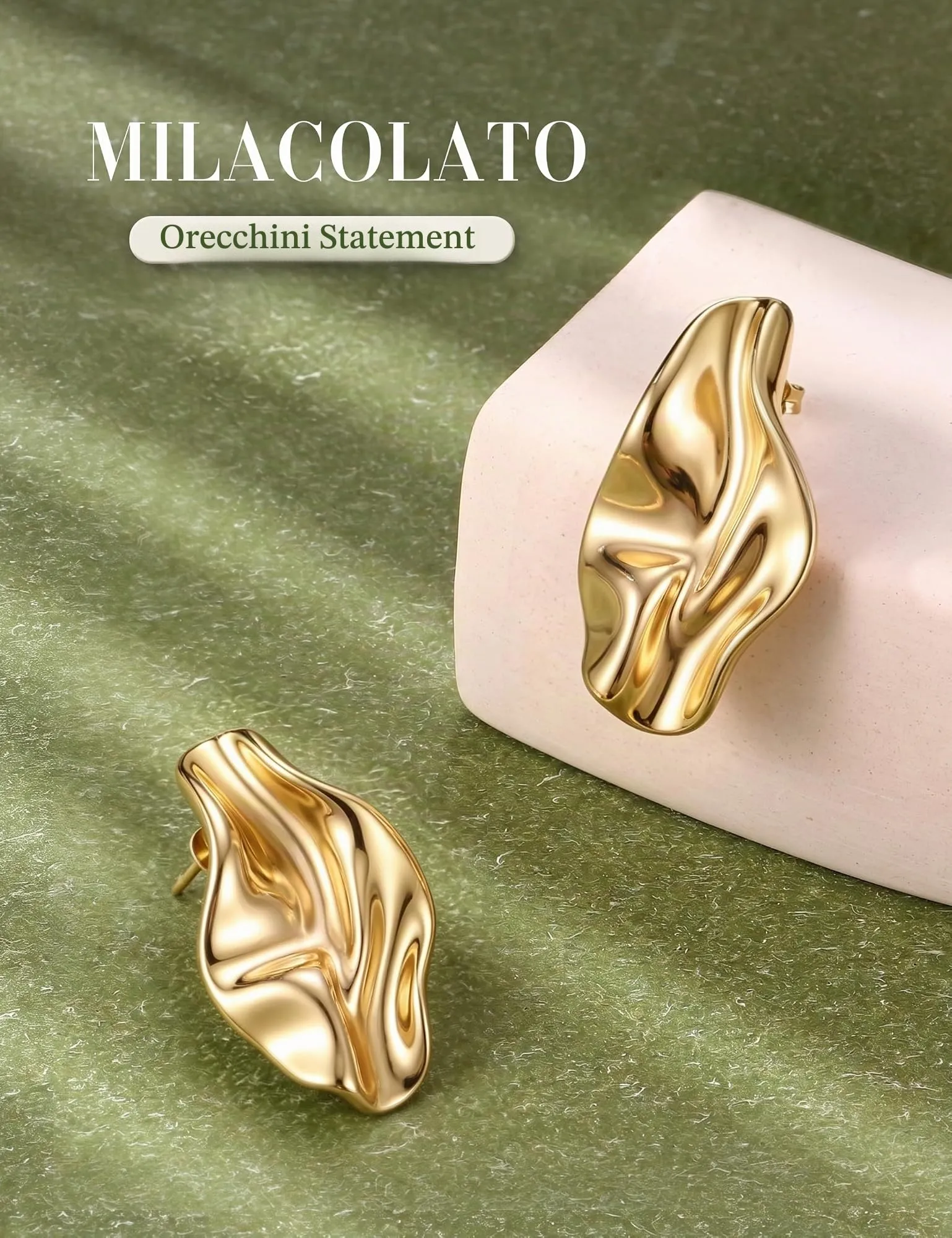 Milacolato Orecchini Donna Oro Statement Anallergici - immagine 7