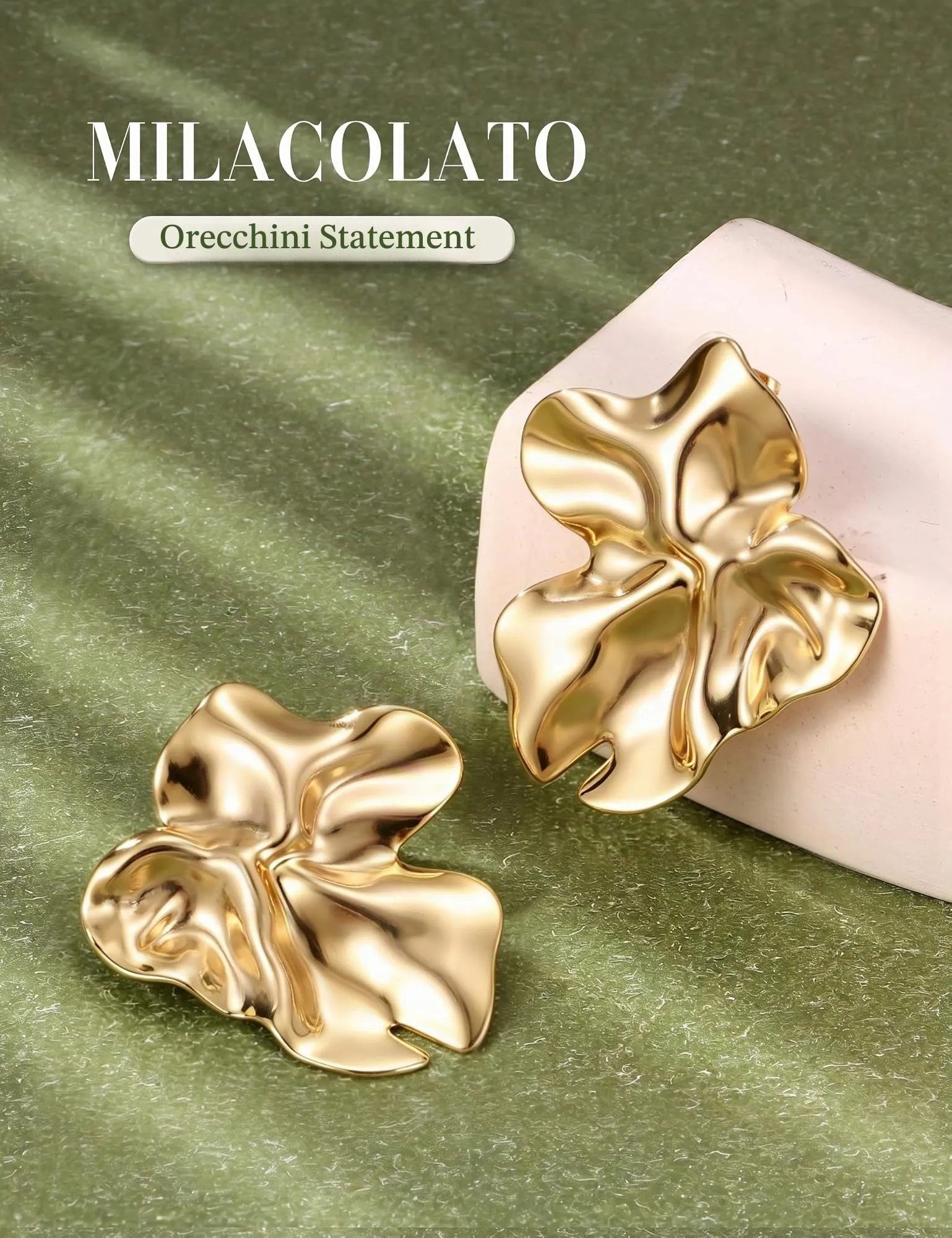 Milacolato Orecchini Donna Oro Statement Floreale Anallergici in Acciaio Inossidabile - immagine 8