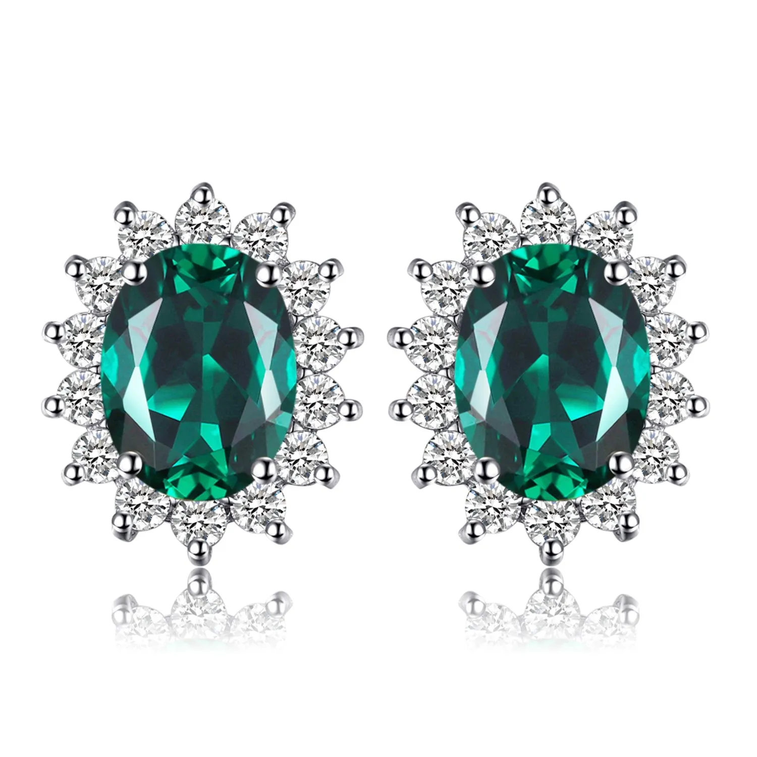JewelryPalace 1.1ct 14K White Gold Plated Russian Nano Emerald Stud Earrings - immagine 1