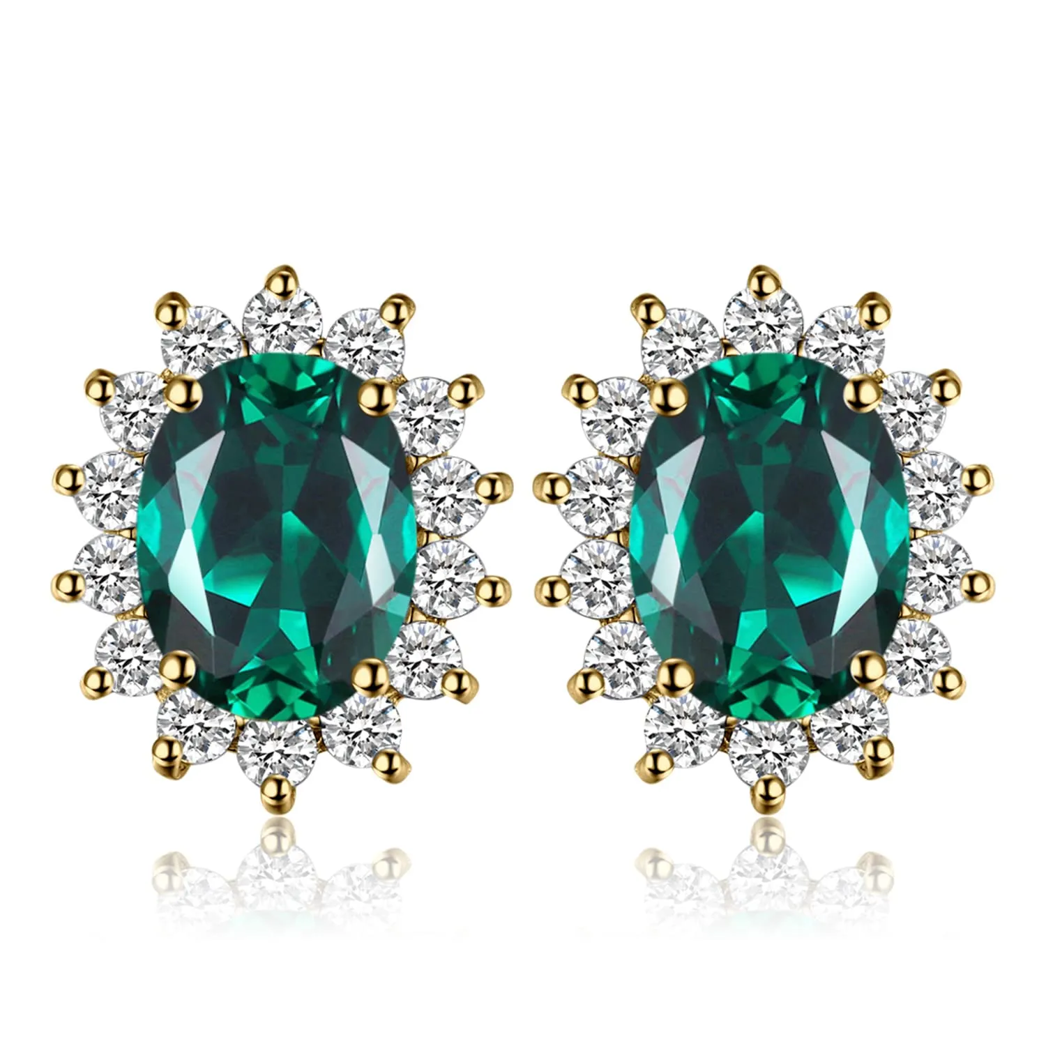 JewelryPalace Russian Nano Emerald Stud Earrings 14K White Gold Plated - immagine 1