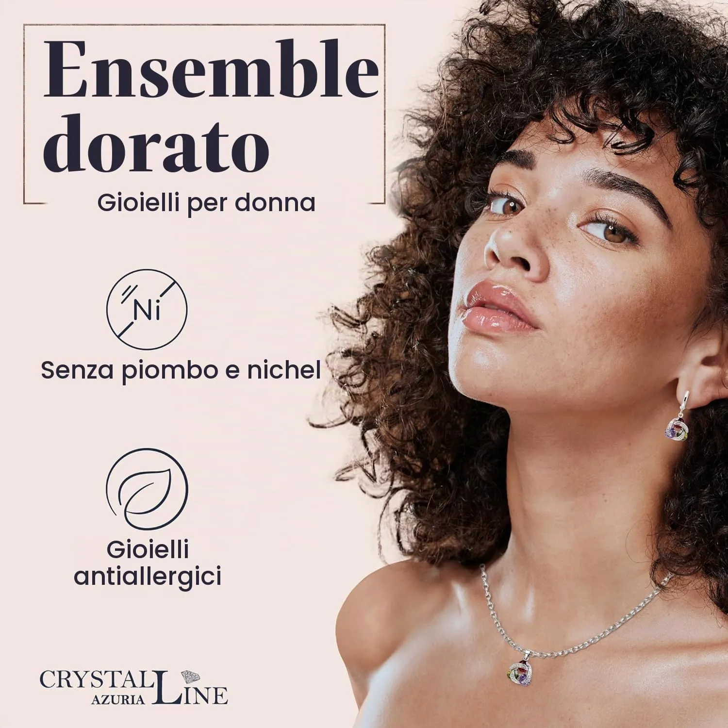 Crystalline Azuria Donna 18ct Placcato Oro Bianco Parure con Cristalli di Zirconi, Collana con Ciondolo 45 cm e Orecchini Pendenti - immagine 3