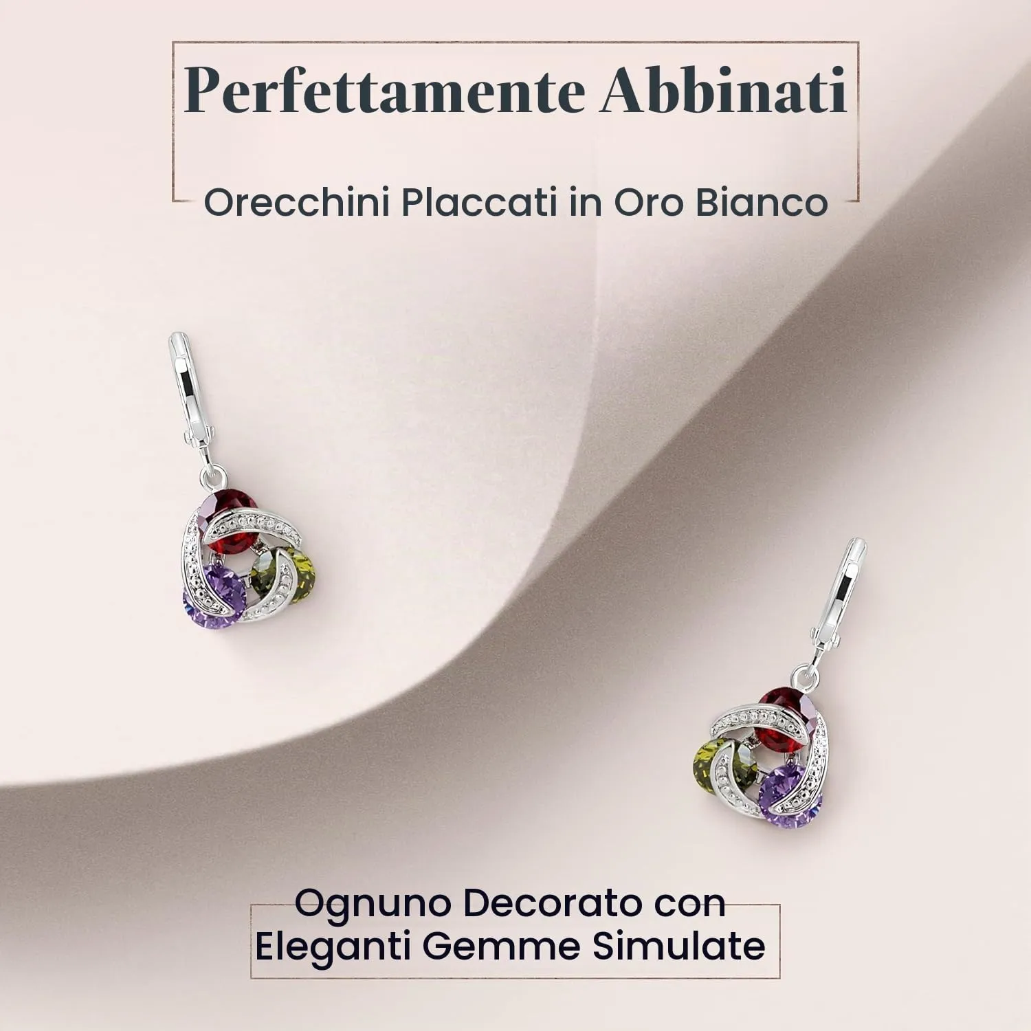 Crystalline Azuria Donna 18ct Placcato Oro Bianco Parure con Cristalli di Zirconi, Collana con Ciondolo 45 cm e Orecchini Pendenti - immagine 5