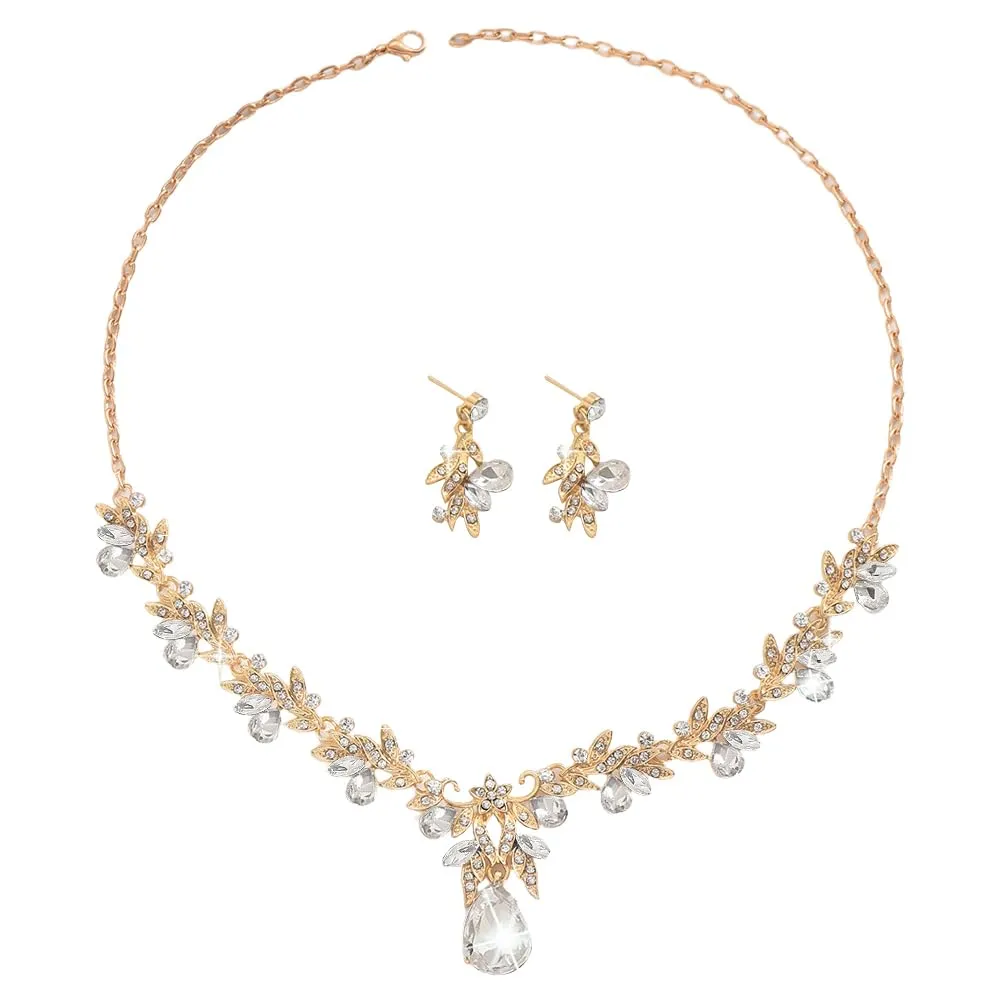 XFSRG Parure di Gioielli Donna con Collana e Orecchini in Zircone, Oro - immagine 1