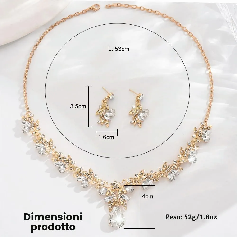 XFSRG Parure di Gioielli Donna con Collana e Orecchini in Zircone, Oro - immagine 2