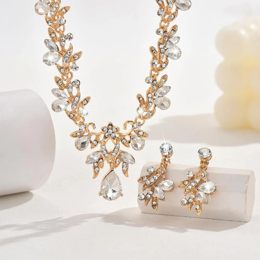 XFSRG Parure di Gioielli Donna con Collana e Orecchini in Zircone, Oro - immagine 3