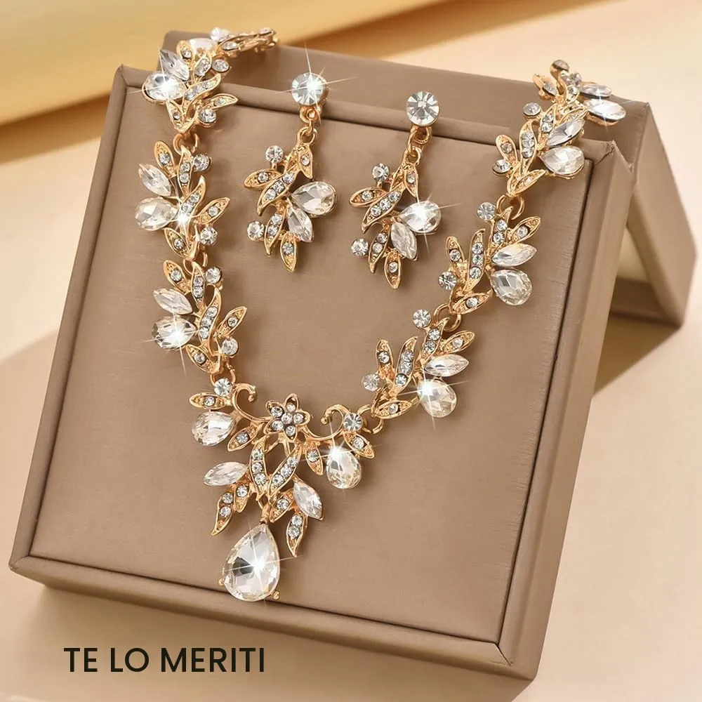 XFSRG Parure di Gioielli Donna con Collana e Orecchini in Zircone, Oro - immagine 4