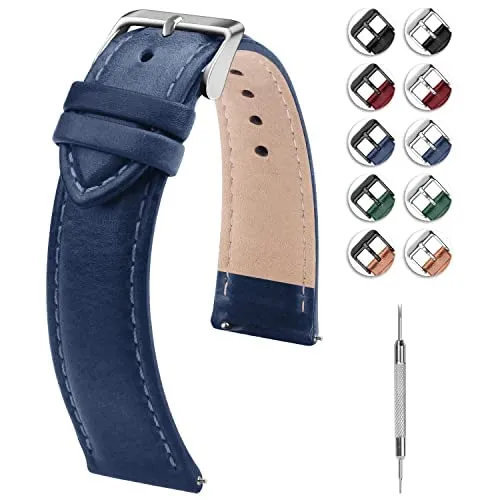Fullmosa Cinturino Orologio 20mm in Vera Pelle a Sgancio Rapido, Blu - immagine 1
