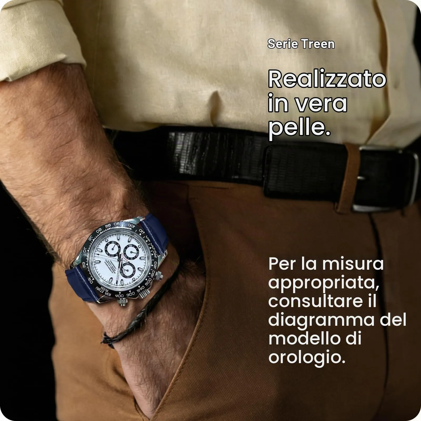 Fullmosa Cinturino Orologio 20mm in Vera Pelle a Sgancio Rapido, Blu - immagine 3