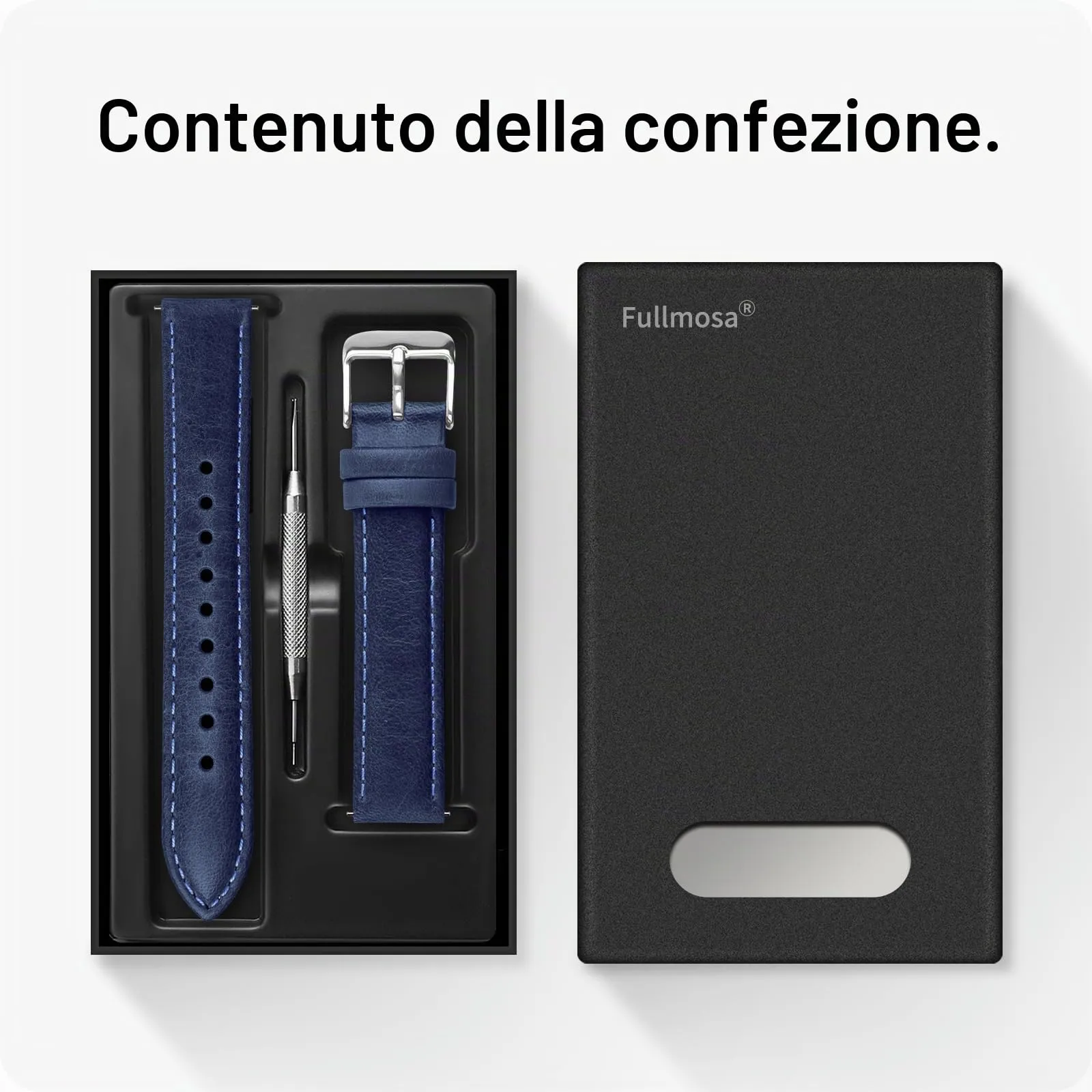 Fullmosa Cinturino Orologio 20mm in Vera Pelle a Sgancio Rapido, Blu - immagine 6