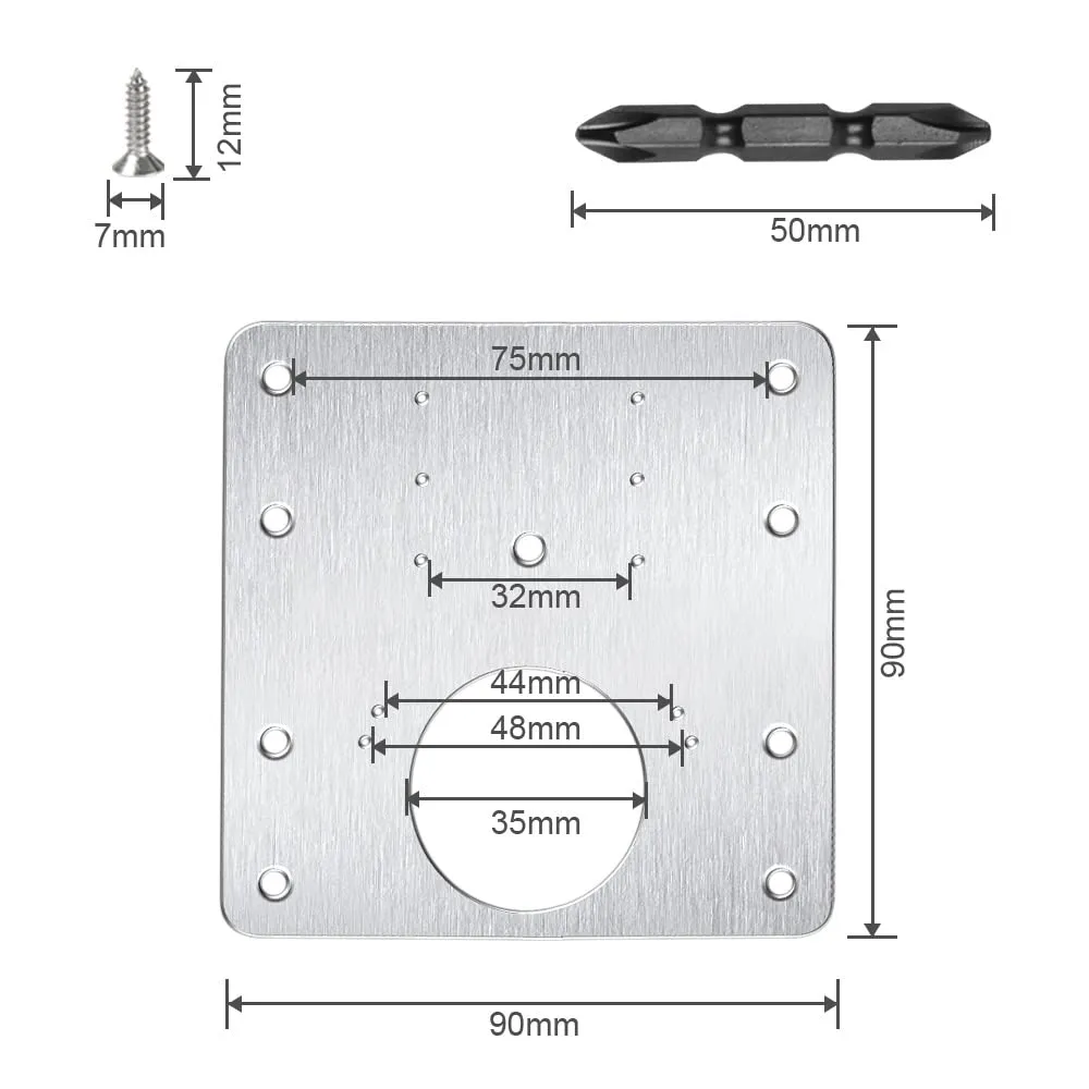 Flintronic Piastre di Riparazione per Cerniere, 4 Pezzi con 24 Viti, 90x90mm, Acciaio Inossidabile - immagine 2