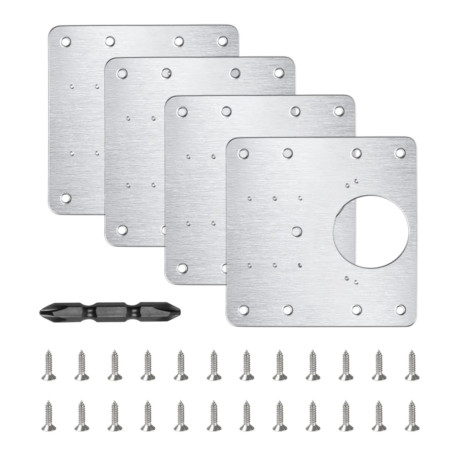 Flintronic Piastre di Riparazione per Cerniere, 4 Pezzi con 24 Viti, 90x90mm, Acciaio Inossidabile - immagine 7