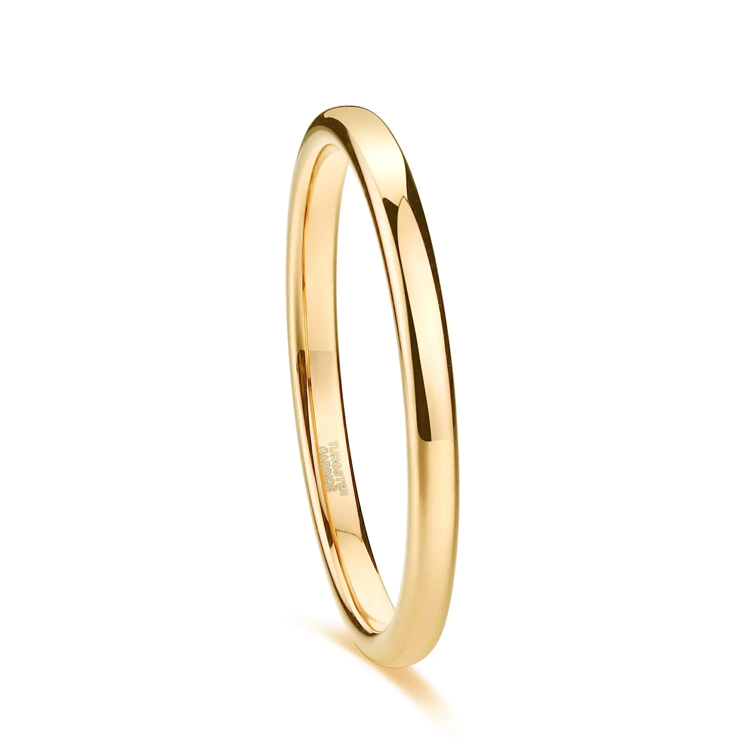 Zakk Anello di fidanzamento e nuziale in carburo di tungsteno lucido oro giallo, 2mm, 58 (18.5) - immagine 2