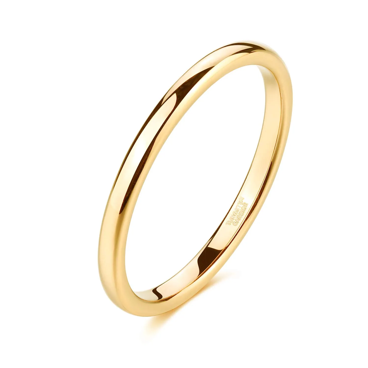 Zakk Anello di fidanzamento in carburo di tungsteno oro giallo, 2mm, 49 (15.6) - immagine 1
