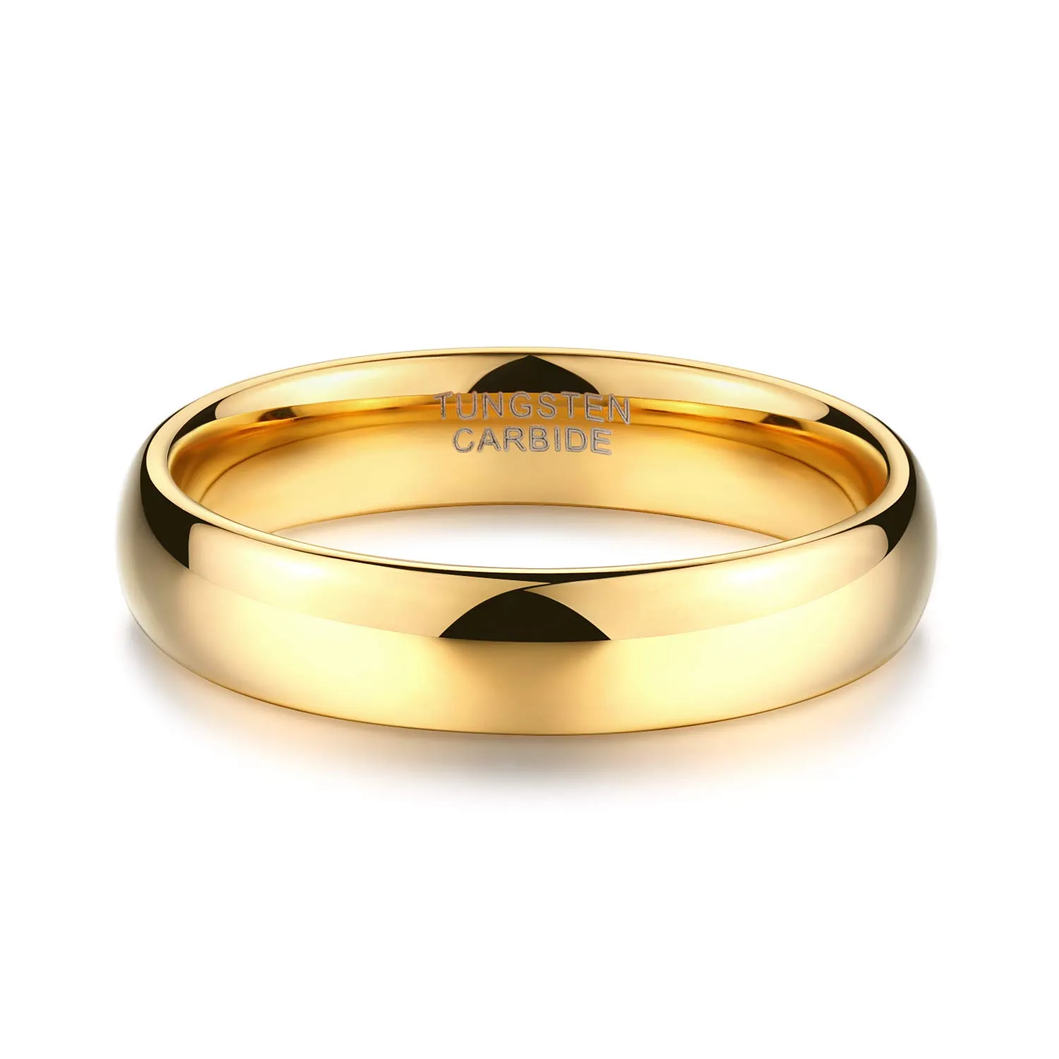 Zakk Anello di fidanzamento e nuziale in carburo di tungsteno lucido oro giallo 4mm, 67 (21.3) - immagine 3