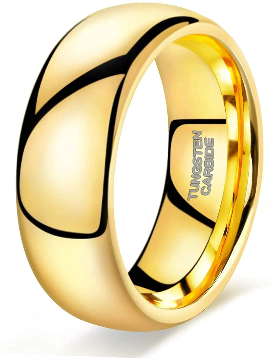 Zakk Anello di fidanzamento e nuziale in carburo di tungsteno oro giallo, 8mm, 69 (22.0) - immagine 1
