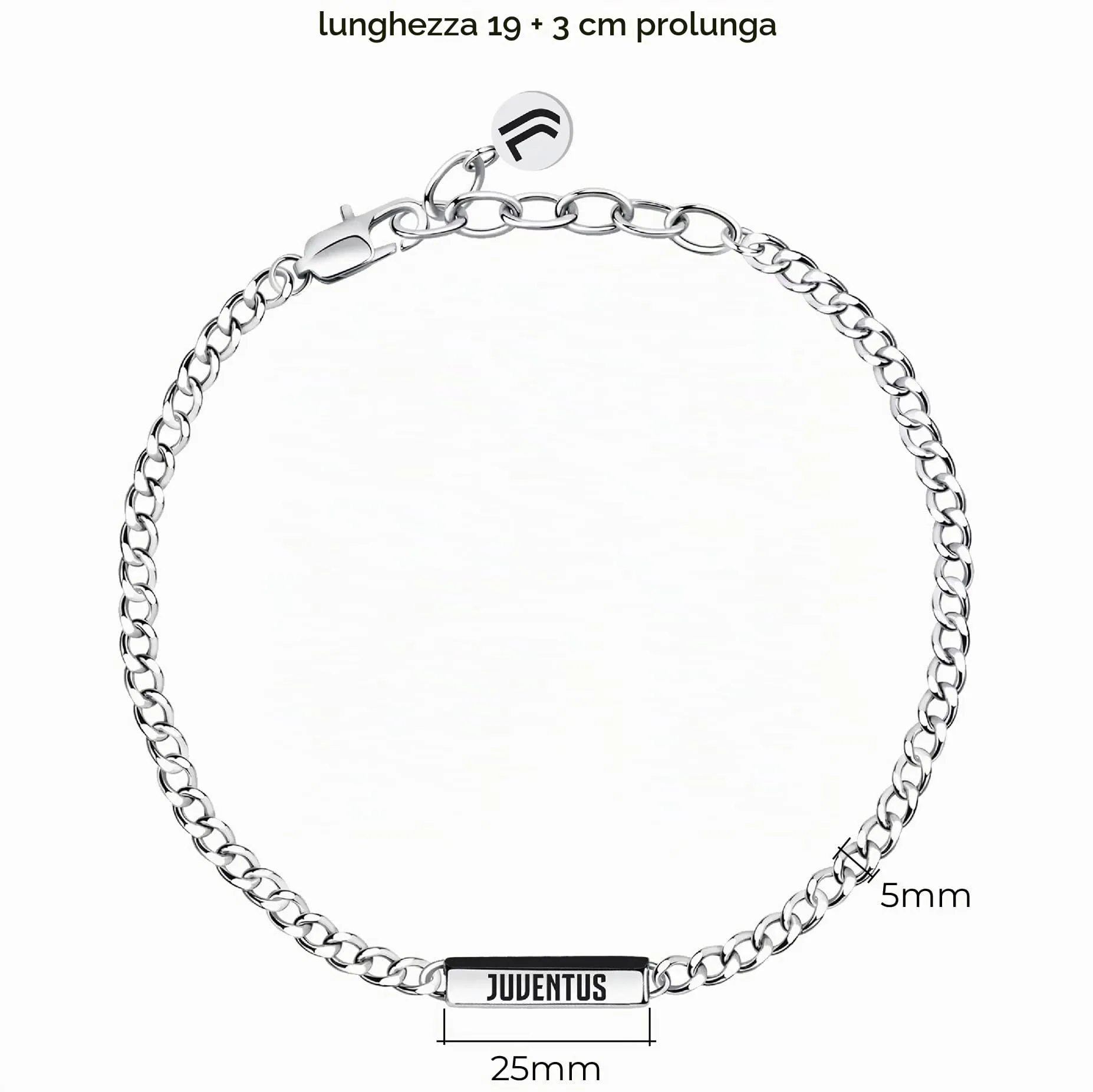 Clondo Bracciale Juventus in Acciaio Slim Plate Chain - immagine 3