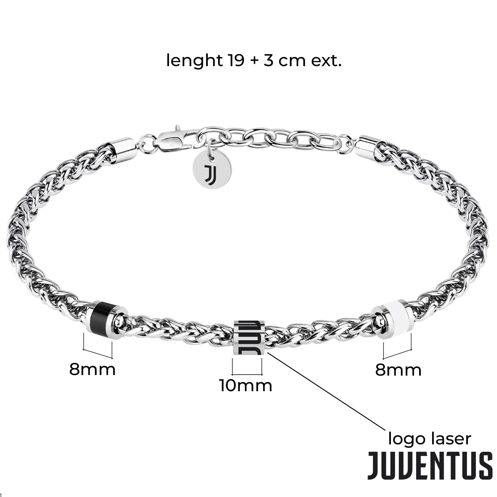 Clondo Bracciale Juventus in Acciaio Chain Logo Minimal - immagine 3