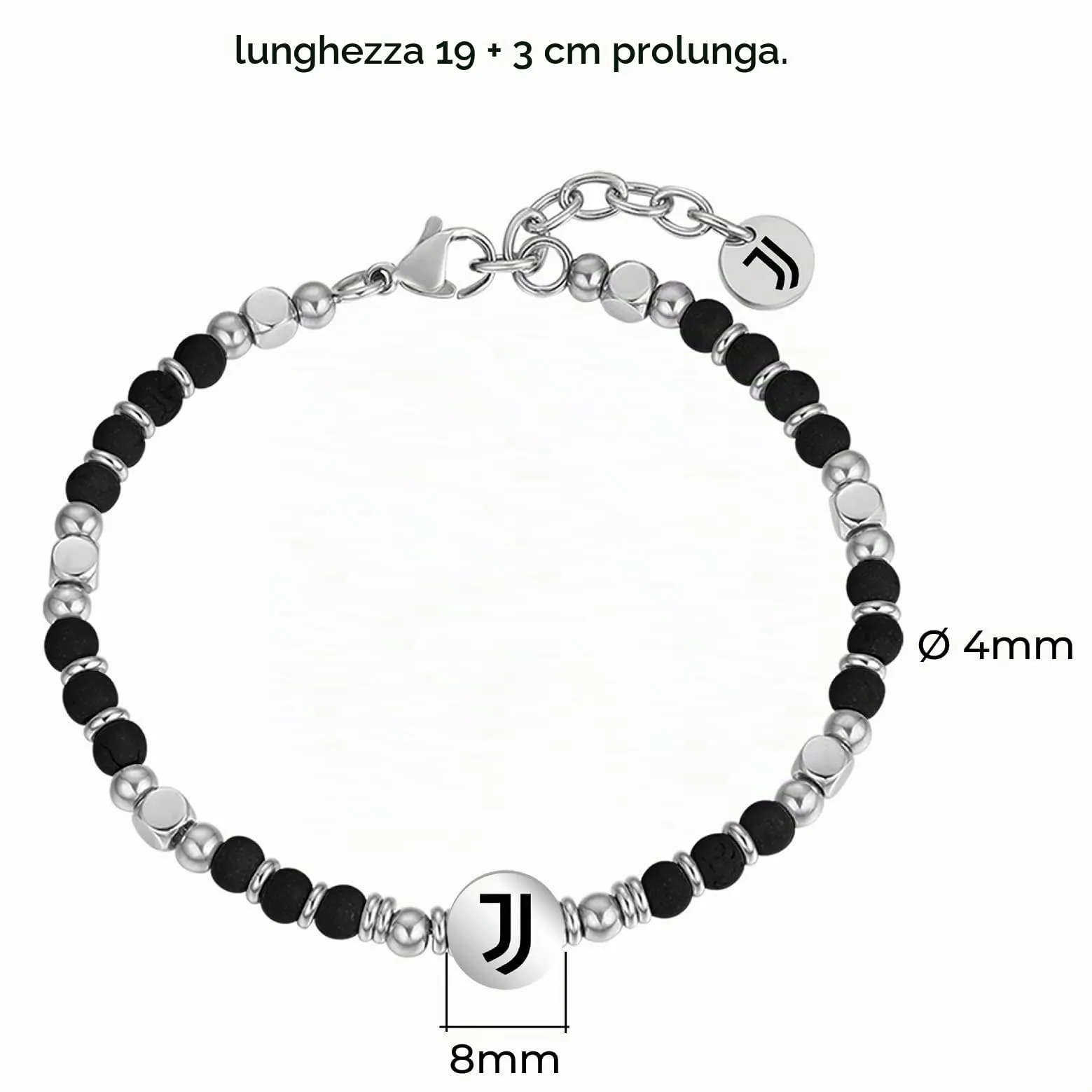 Clondo Bracciale Juventus in Acciaio Beads Classic Black - immagine 3