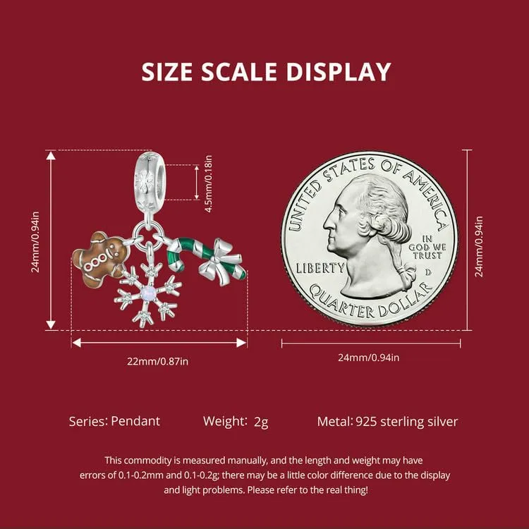 NINGAN Charm di Natale in Argento 925 con Babbo Natale, Fiocchi di Neve, Albero di Natale e Zirconia Cubica - immagine 7