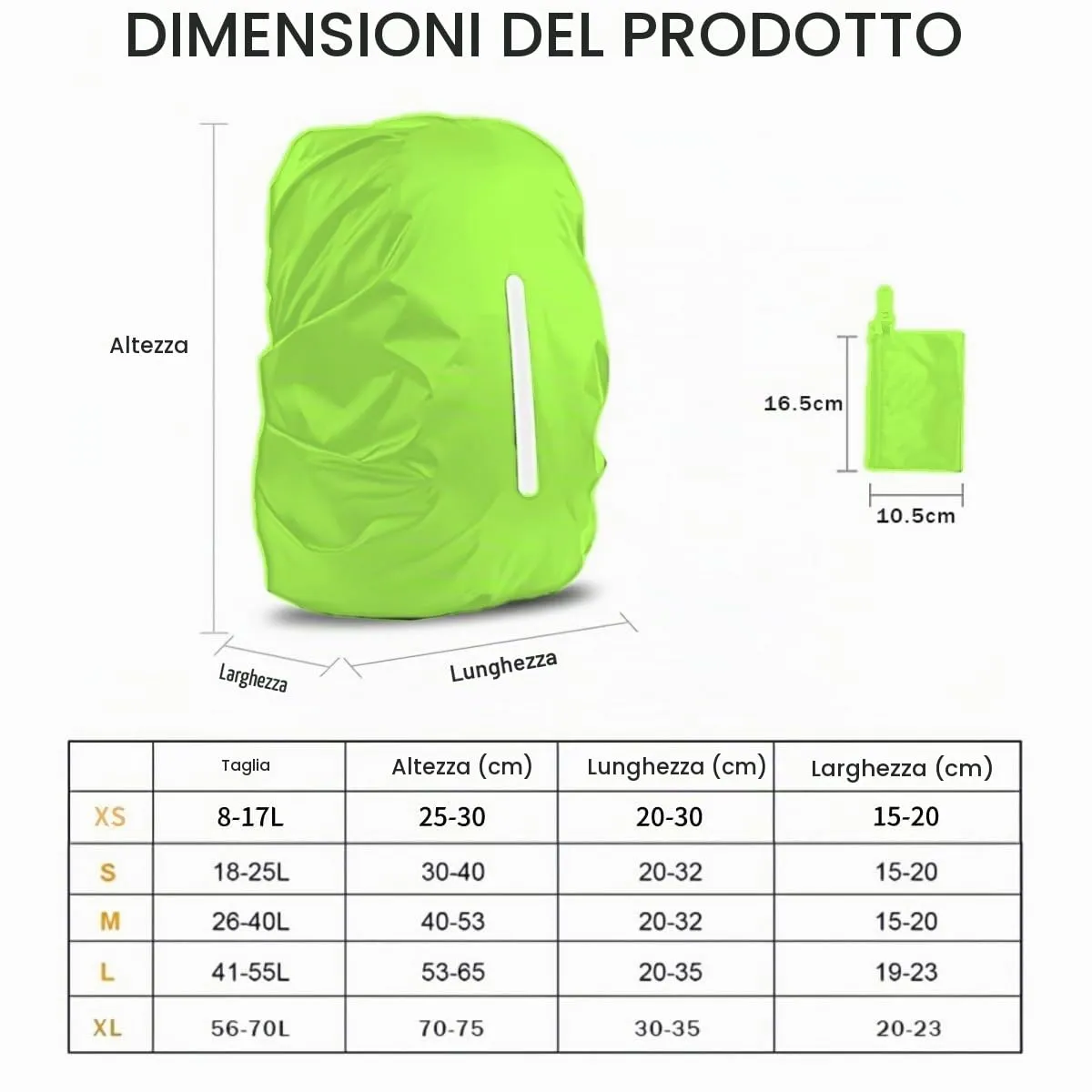 GUKOY Copertura Impermeabile per Zaino con Fibbia Riflettente, Verde, M (26-40L) - immagine 5