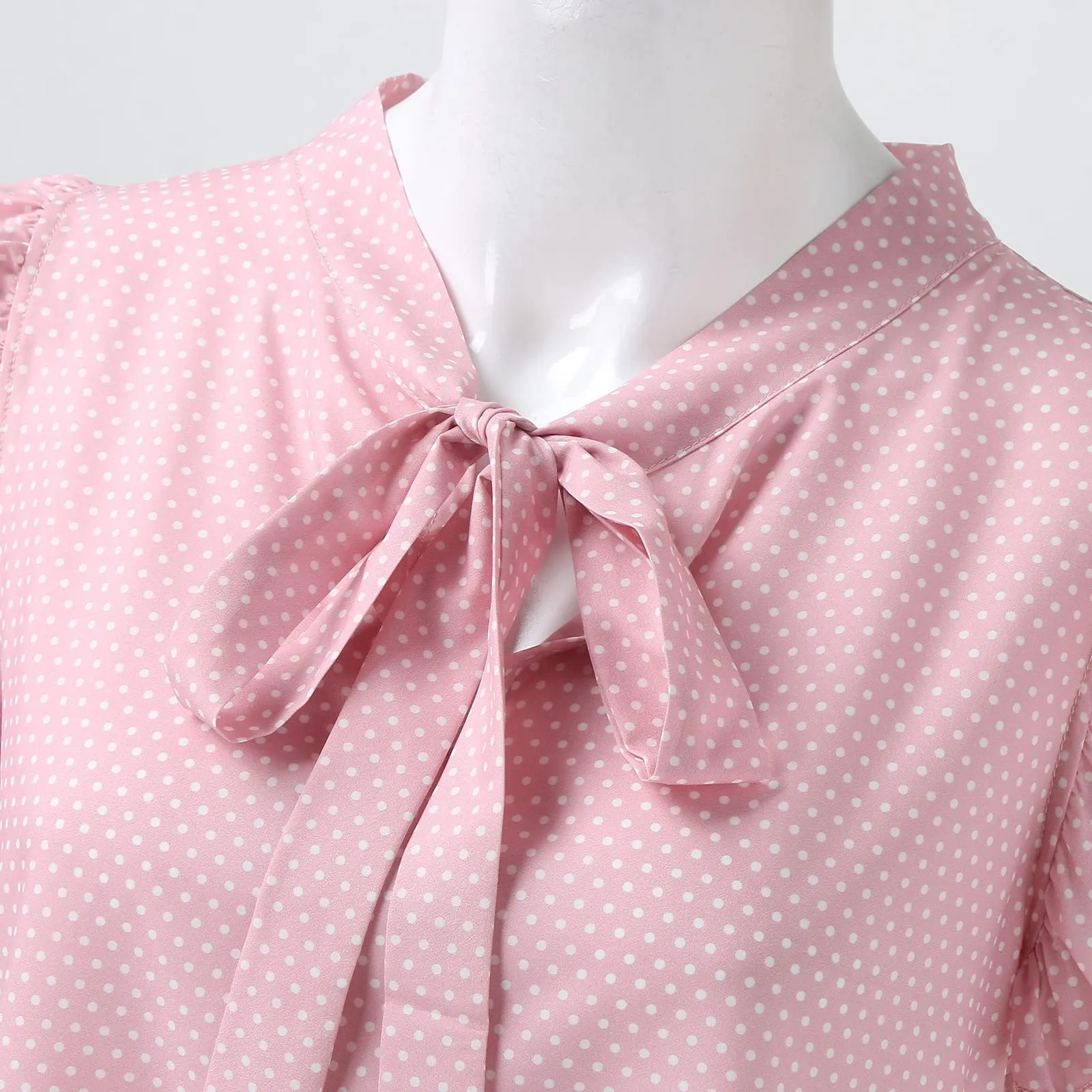 Uwdiohq Top da Donna in Chiffon Estivo a Righe Senza Maniche con Fiocco Nere - immagine 3