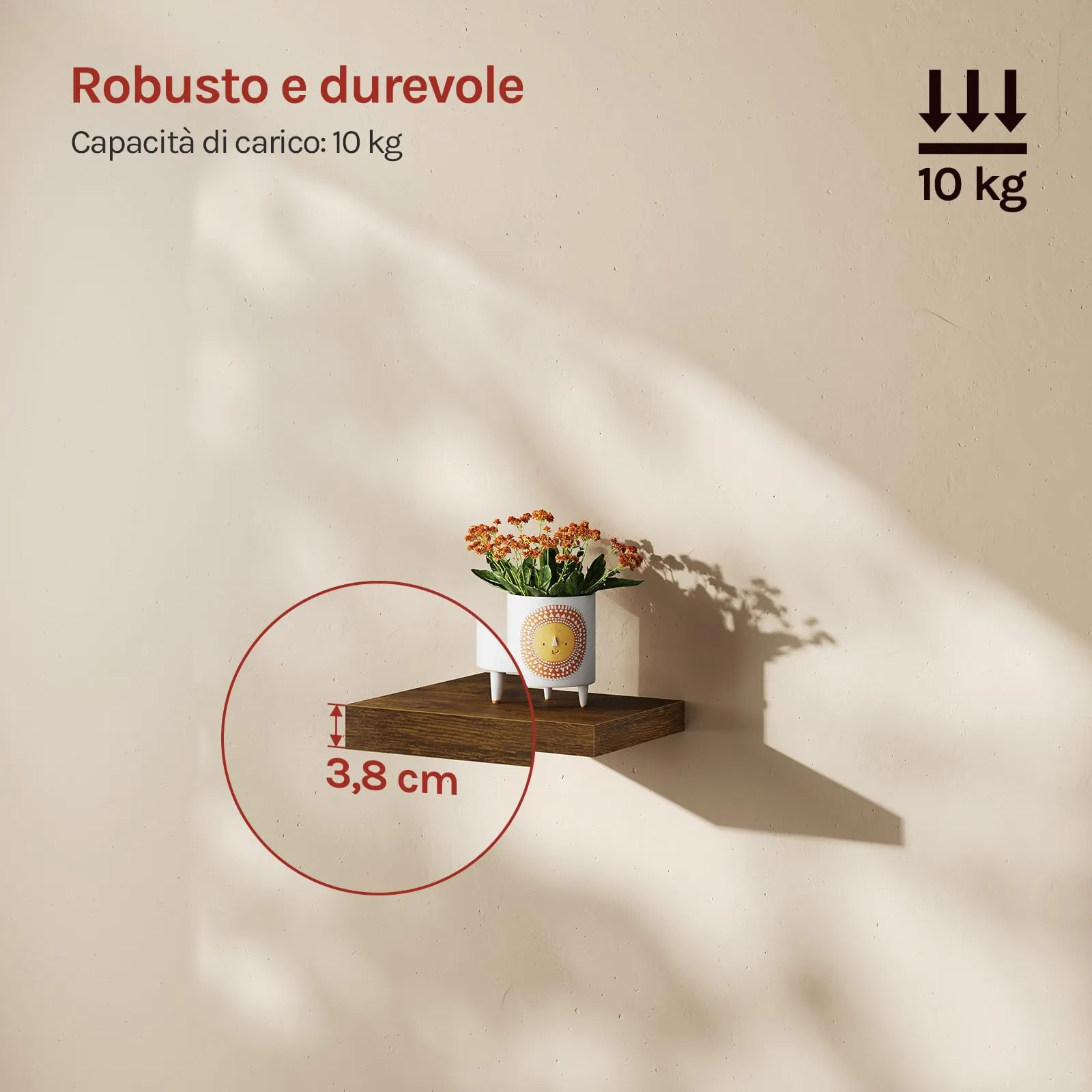 WOLTU Mensola da Muro Scaffale Libreria a Parete 25x23x3.8cm Marrone Vintage RG9365hov - immagine 2