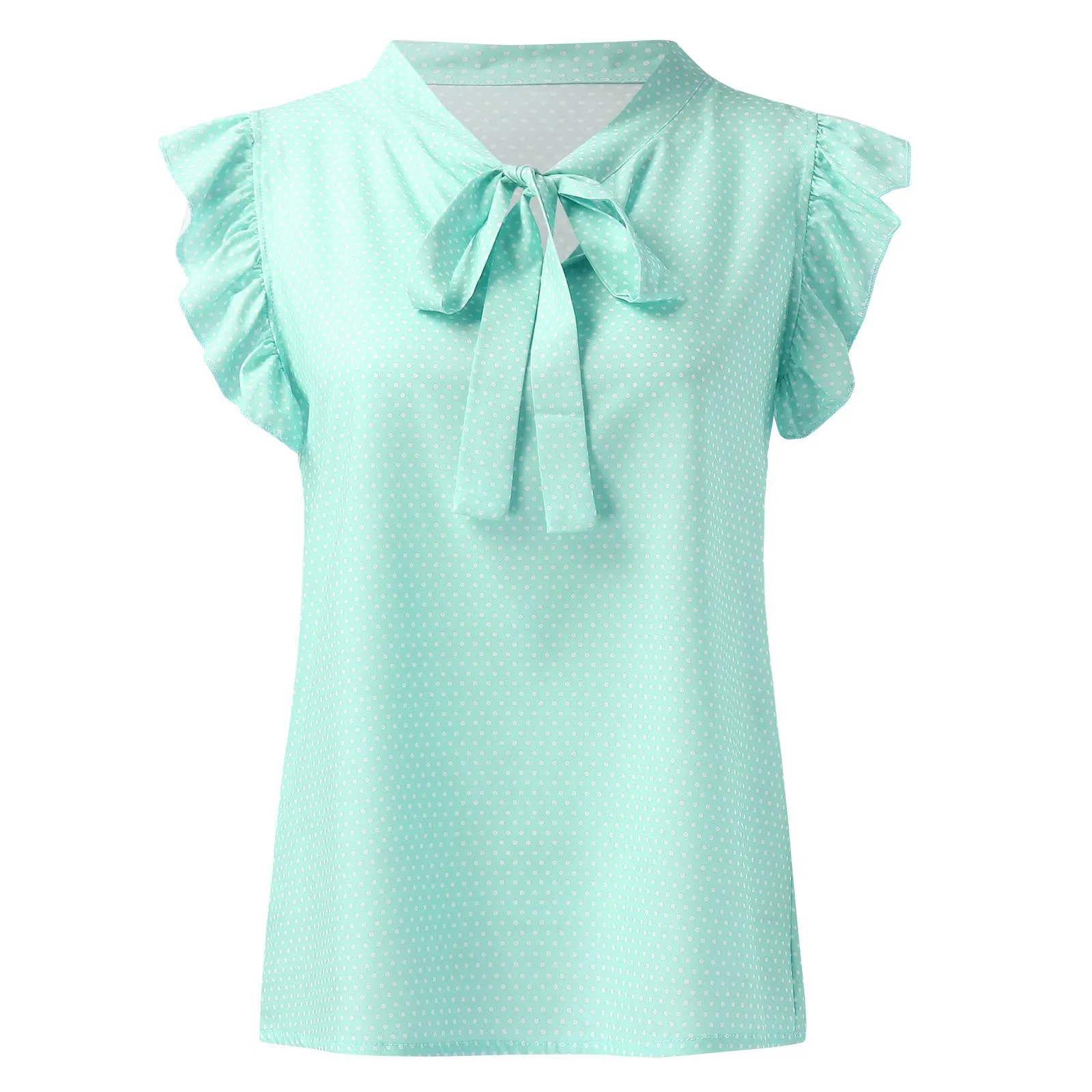 Uwdiohq Top Donna in Chiffon Estivo a Righe Senza Maniche con Fiocco - immagine 2