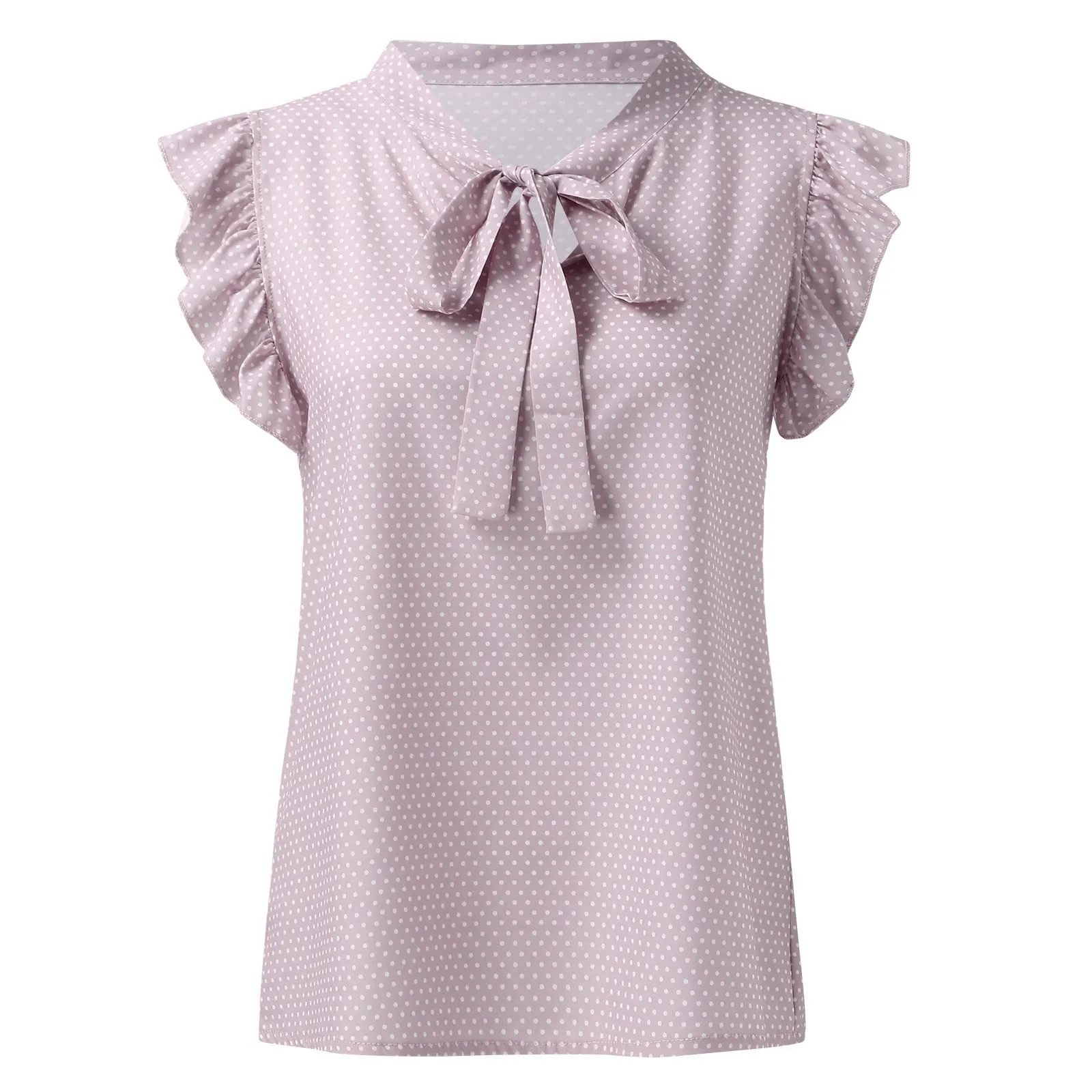 Uwdiohq Top da Donna in Chiffon Estivo a Righe Senza Maniche con Fiocco Nera - immagine 4