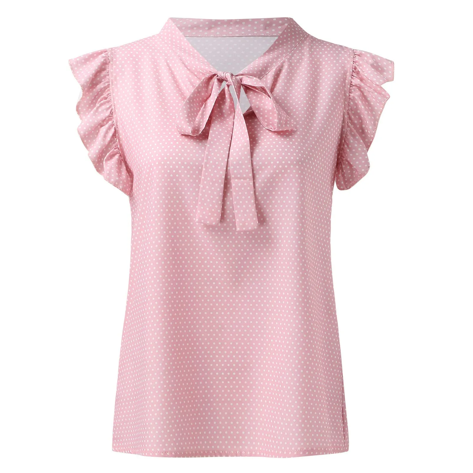 Uwdiohq Donna Top in Chiffon Estivo a Righe Senza Maniche con Fiocco - immagine 2