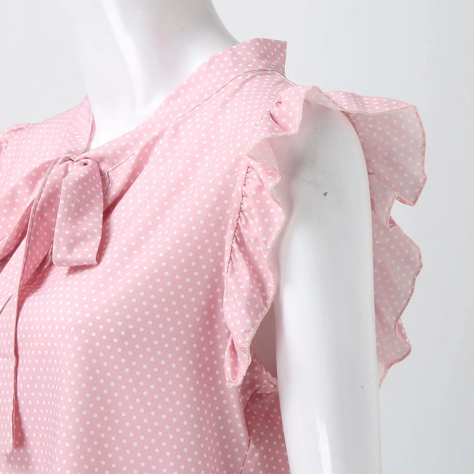 Uwdiohq Top in Chiffon a Righe Senza Maniche con Fiocco per Donna - immagine 4