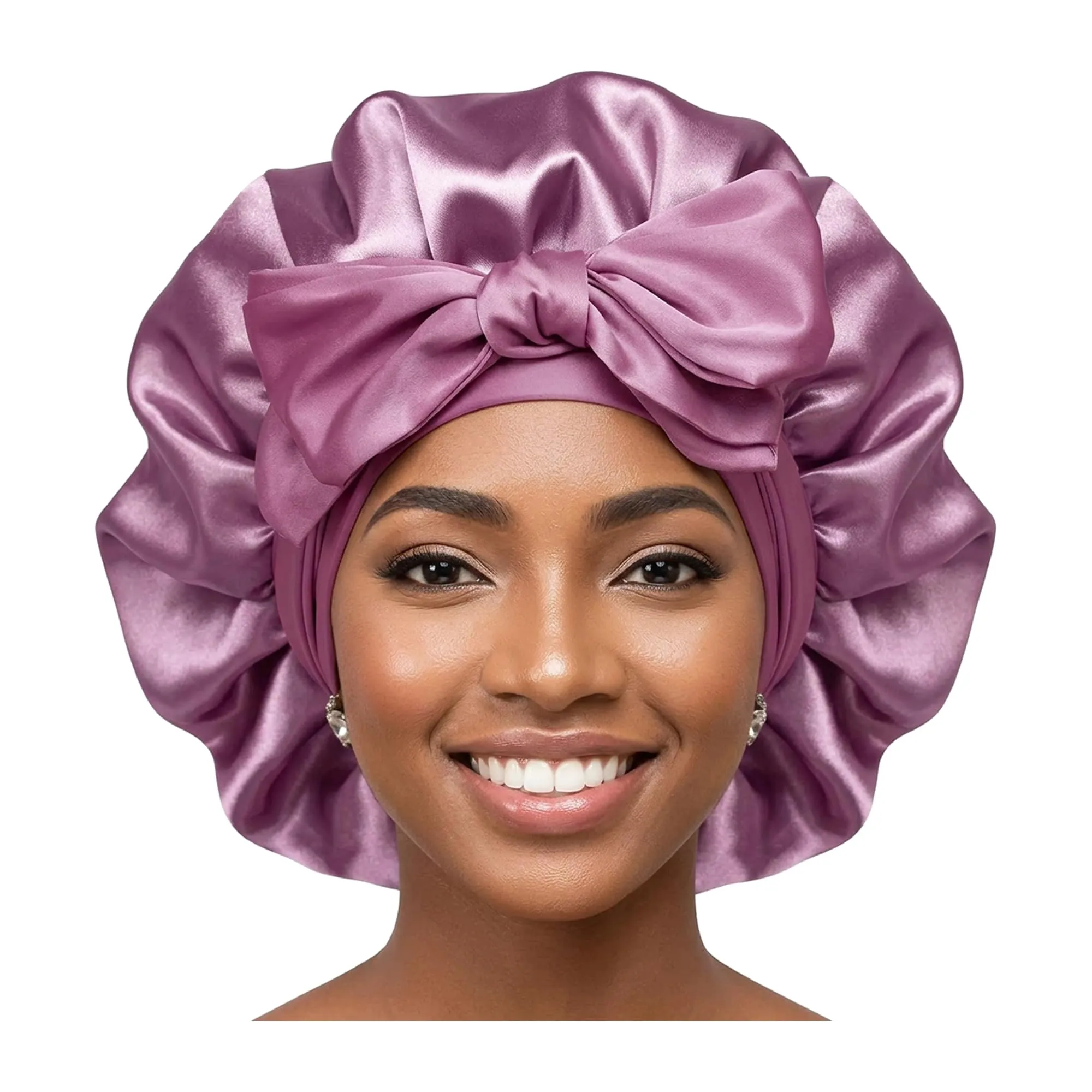 Boolavard Cuffia in Seta per Dormire con Fascia per Capelli Ricci, Doppio Strato, Purple, Taglia Unica - immagine 1