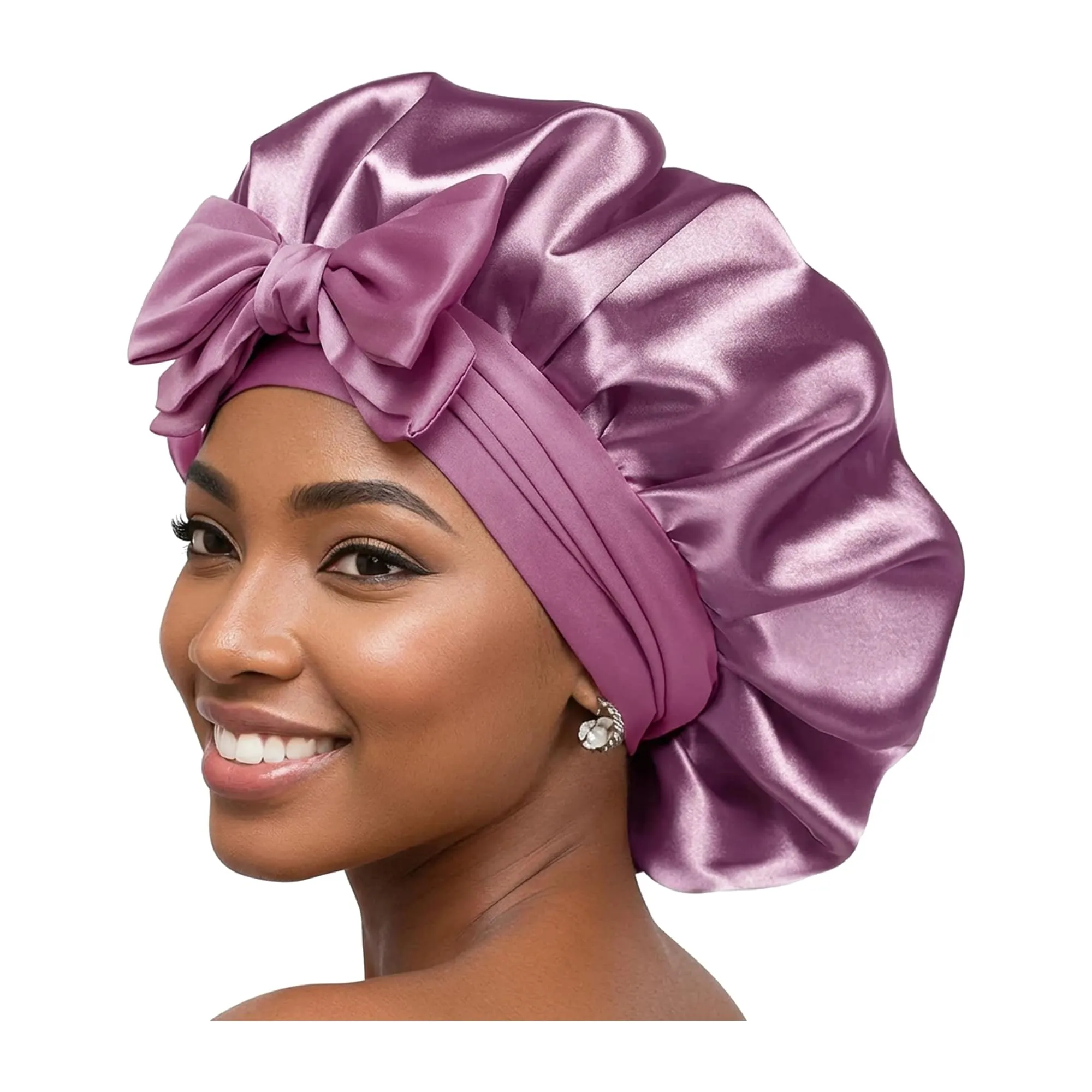 Boolavard Cuffia in Seta per Dormire con Fascia per Capelli Ricci, Doppio Strato, Purple, Taglia Unica - immagine 2