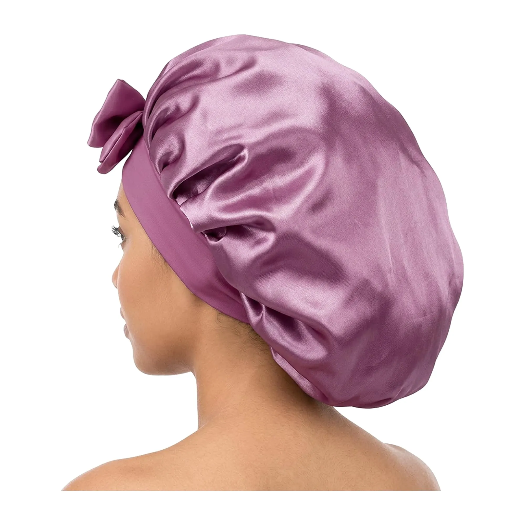 Boolavard Cuffia in Seta per Dormire con Fascia per Capelli Ricci, Doppio Strato, Purple, Taglia Unica - immagine 5