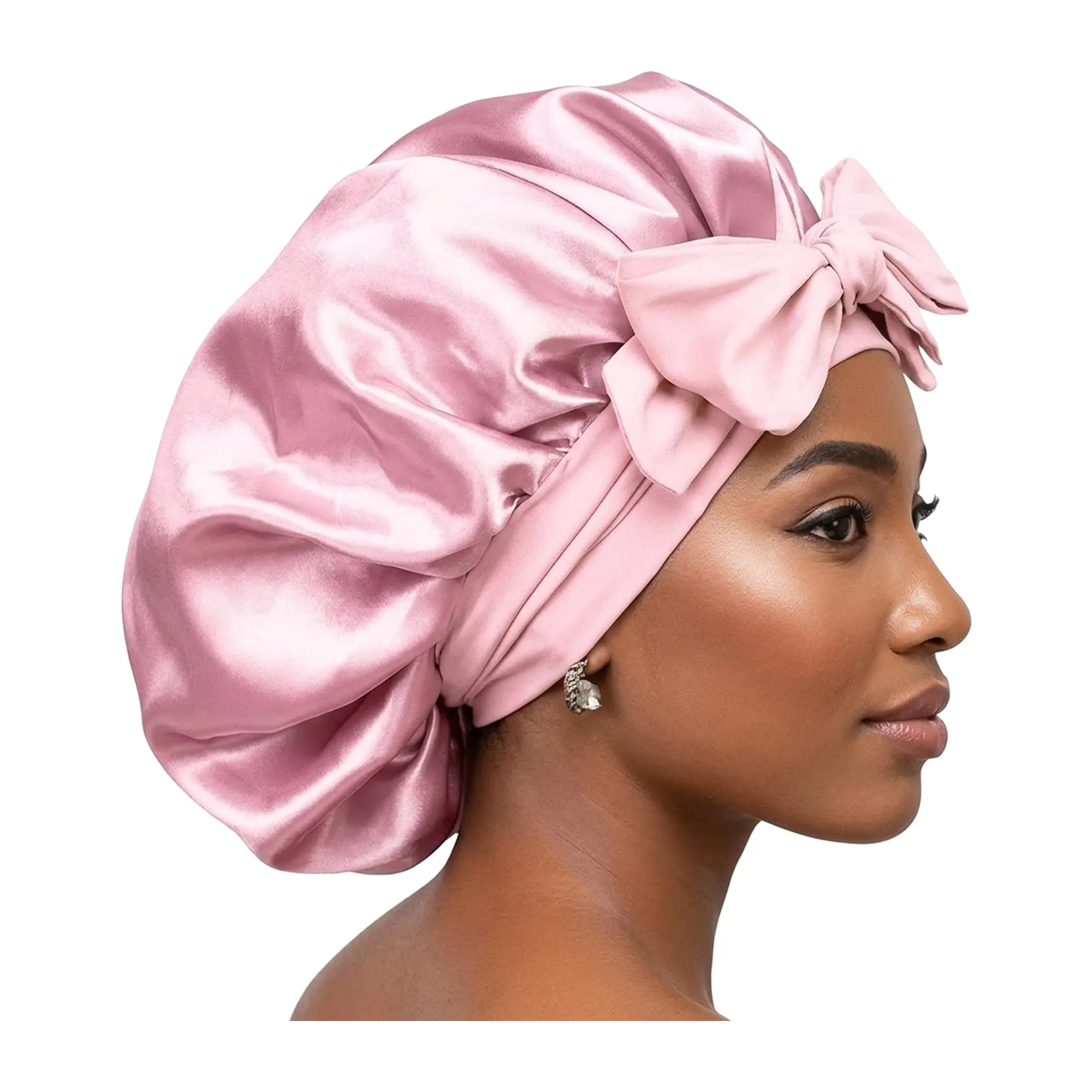 Boolavard Cuffia in Raso a Doppio Strato con Fascia per Capelli Ricci, Rosa, Taglia Unica - immagine 6