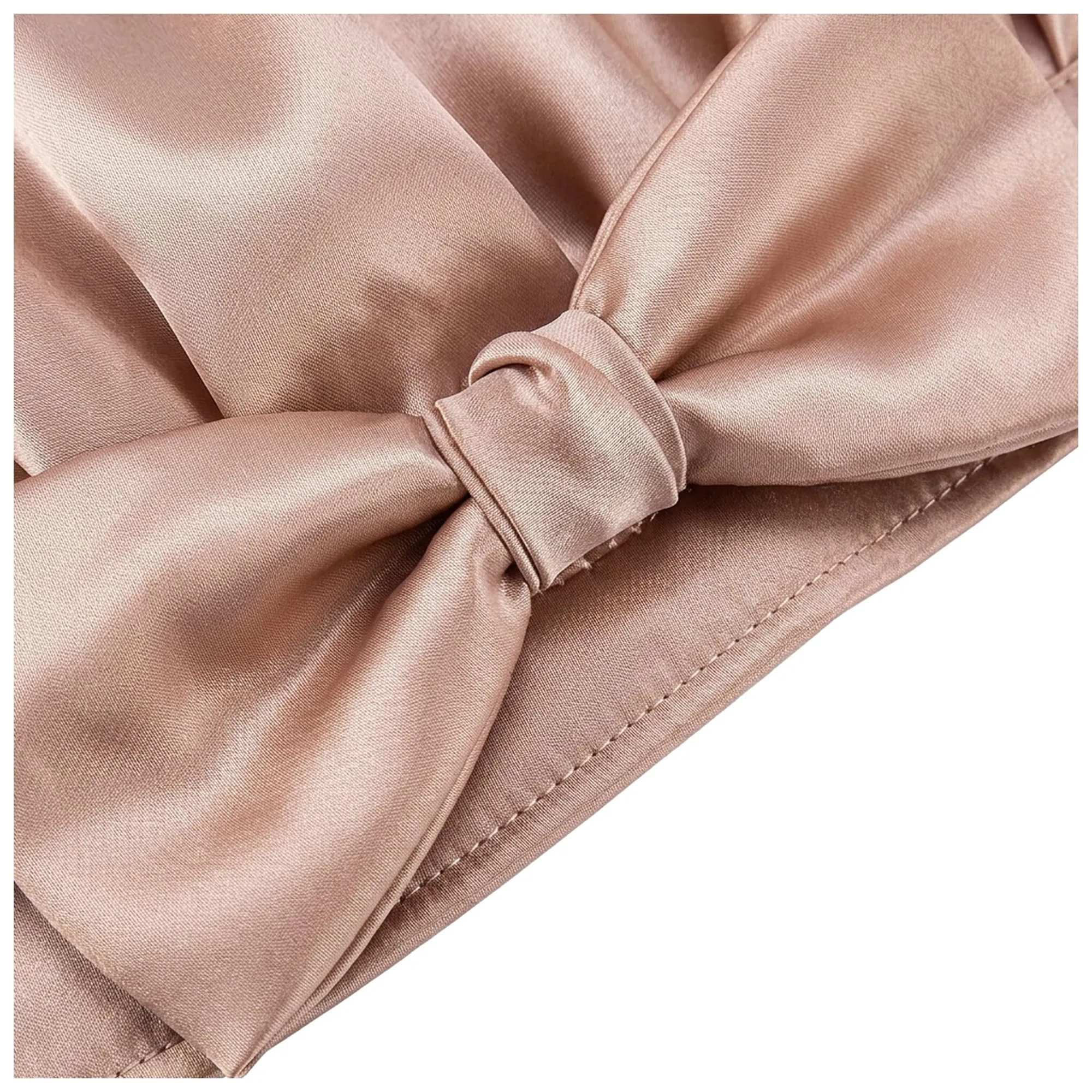 Boolavard Cuffia in Seta e Raso per Capelli a Doppio Strato con Fascia, Taglia Unica, Beige - immagine 3