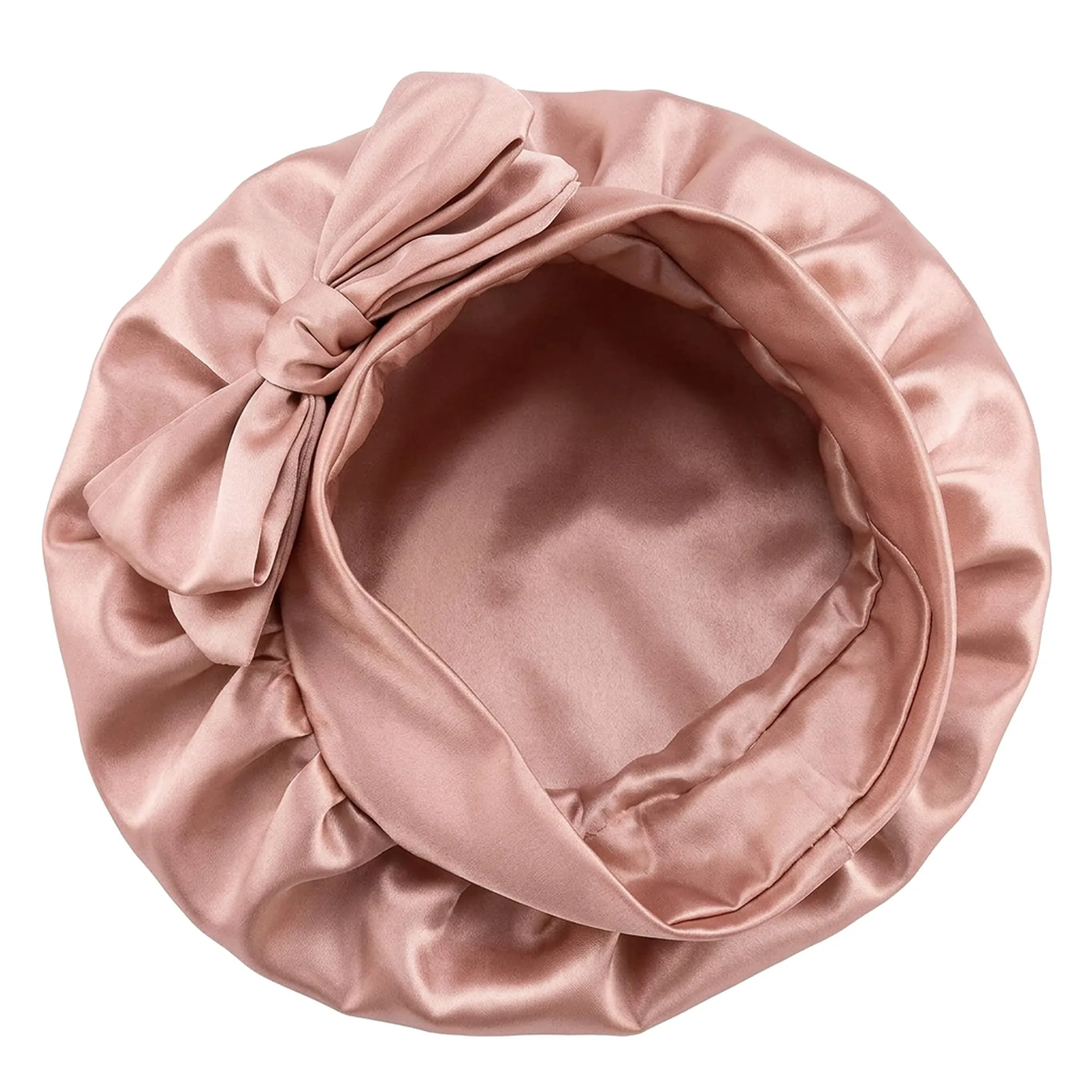 Boolavard Cuffia in Seta e Raso per Capelli a Doppio Strato con Fascia, Taglia Unica, Beige - immagine 4