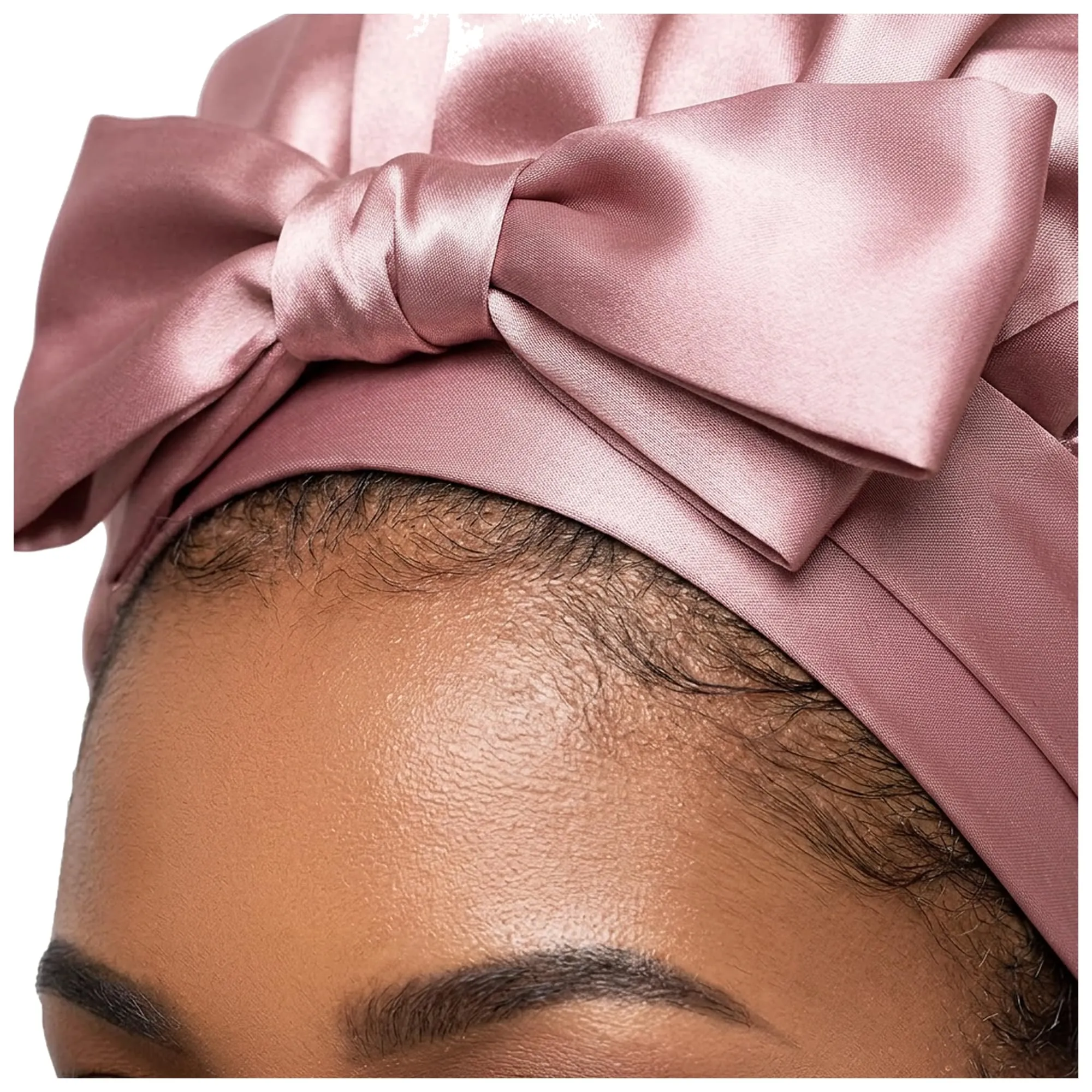Boolavard Cuffia in Seta e Raso per Capelli a Doppio Strato con Fascia, Taglia Unica, Beige - immagine 5