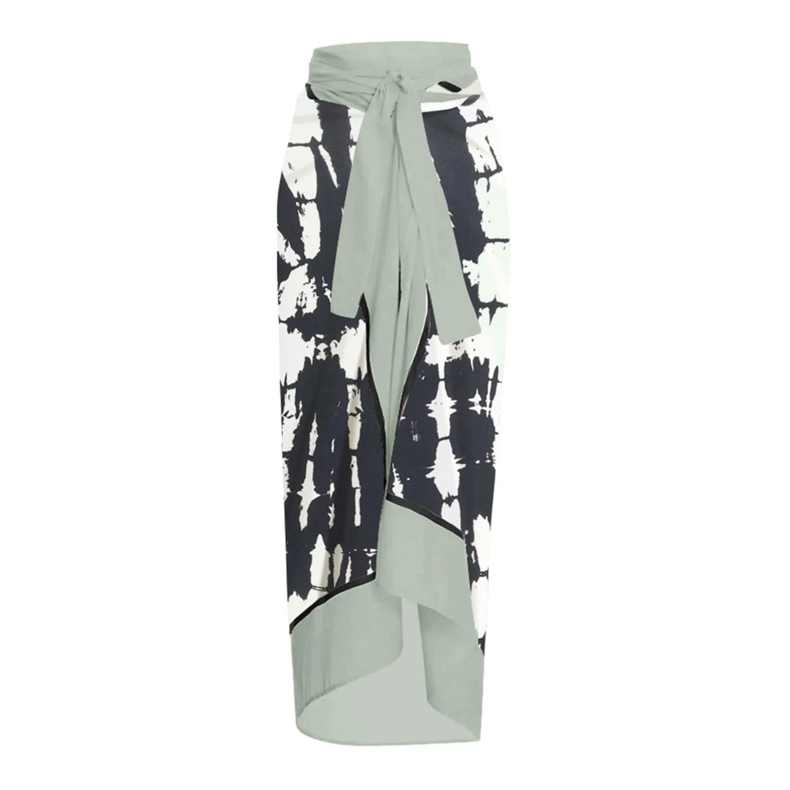 PAIDAXING Costume da bagno da donna a due pezzi con pareo stampa floreale, Nero, XXL - immagine 5