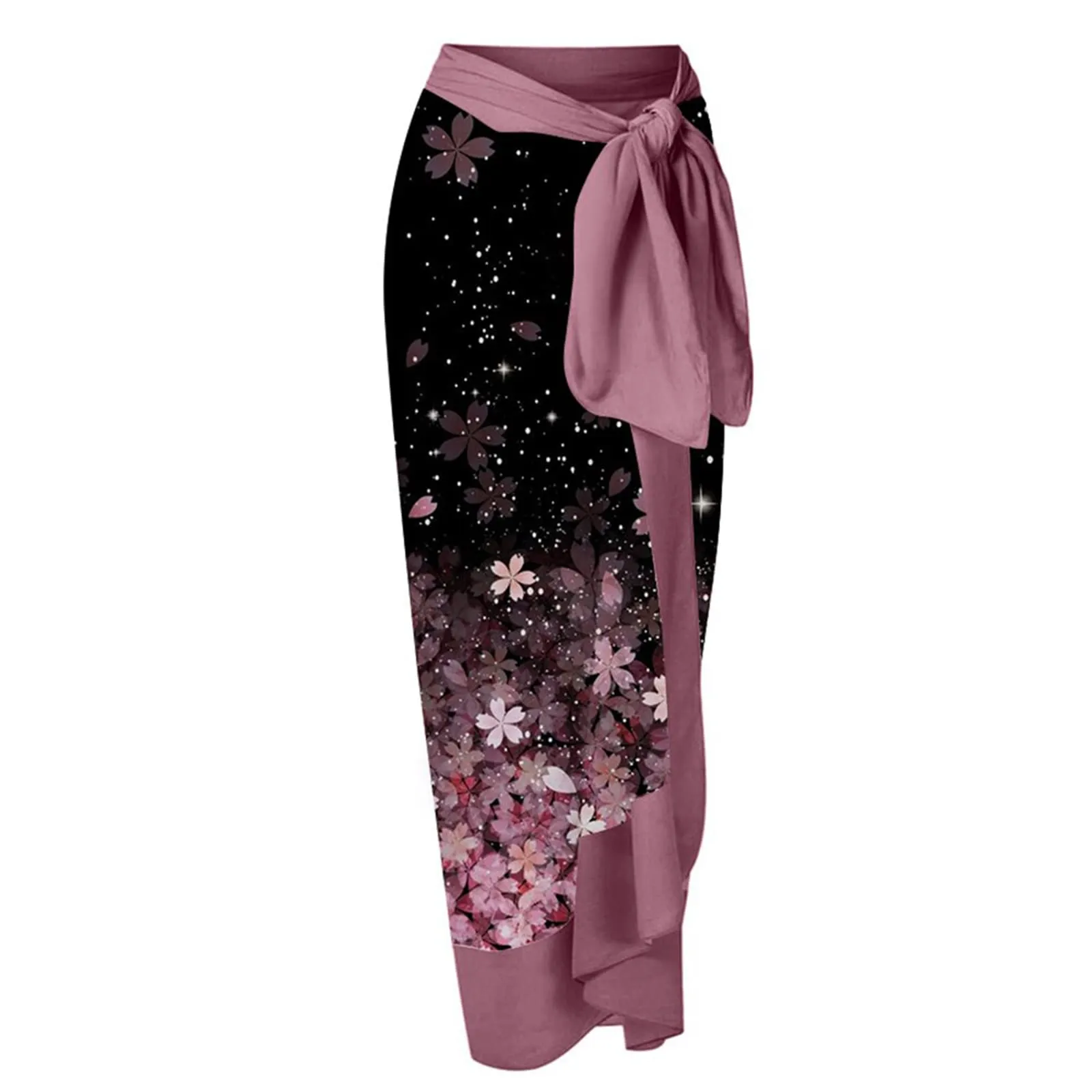 PAIDAXING Costume da bagno da donna a due pezzi con pareo, stampa floreale, nero, XXL - immagine 5
