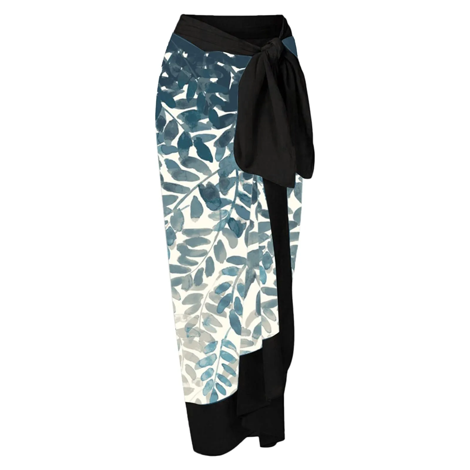 PAIDAXING Costume da bagno da donna a due pezzi con pareo, stampa floreale, blu navy, L - immagine 4