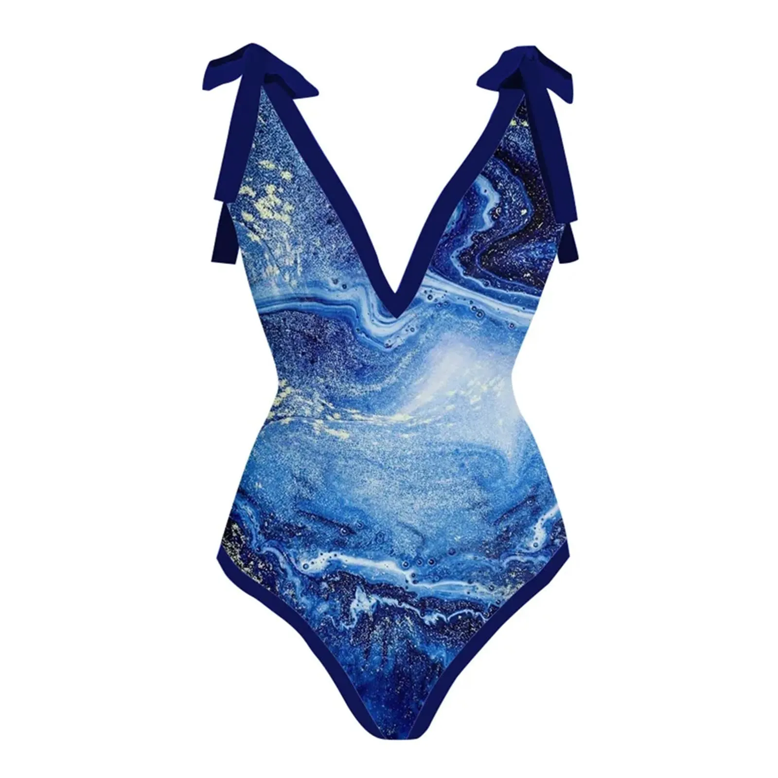 PAIDAXING Costume da bagno da donna a due pezzi con pareo, stampa floreale, 09-azzurro, M - immagine 4
